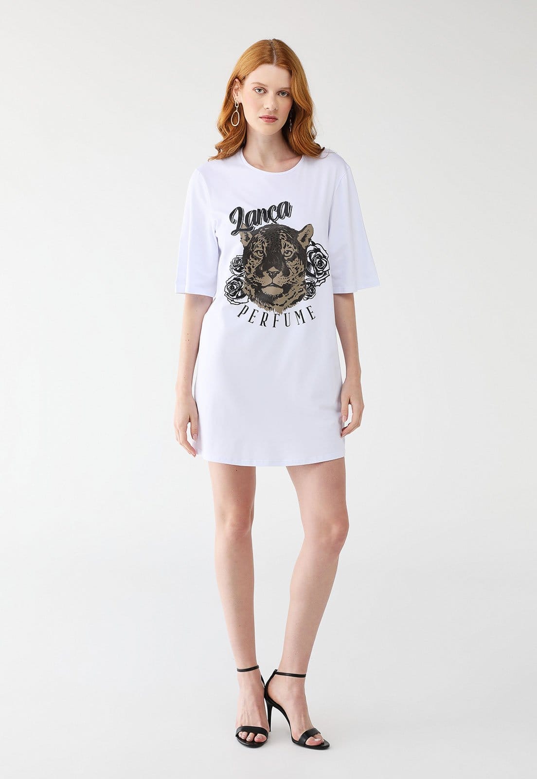 Vista 2 Vestido Lança Perfume Curto Oversized Branca Lança Perfume branco