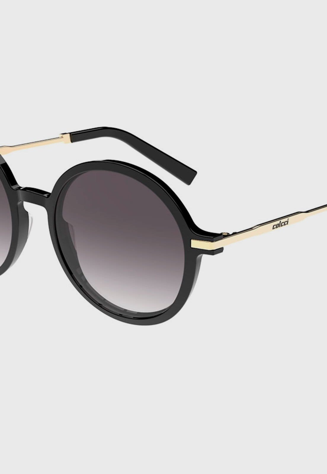 Vista 2 Óculos Feminino Colcci Redondo Haste Dourada Colcci preto