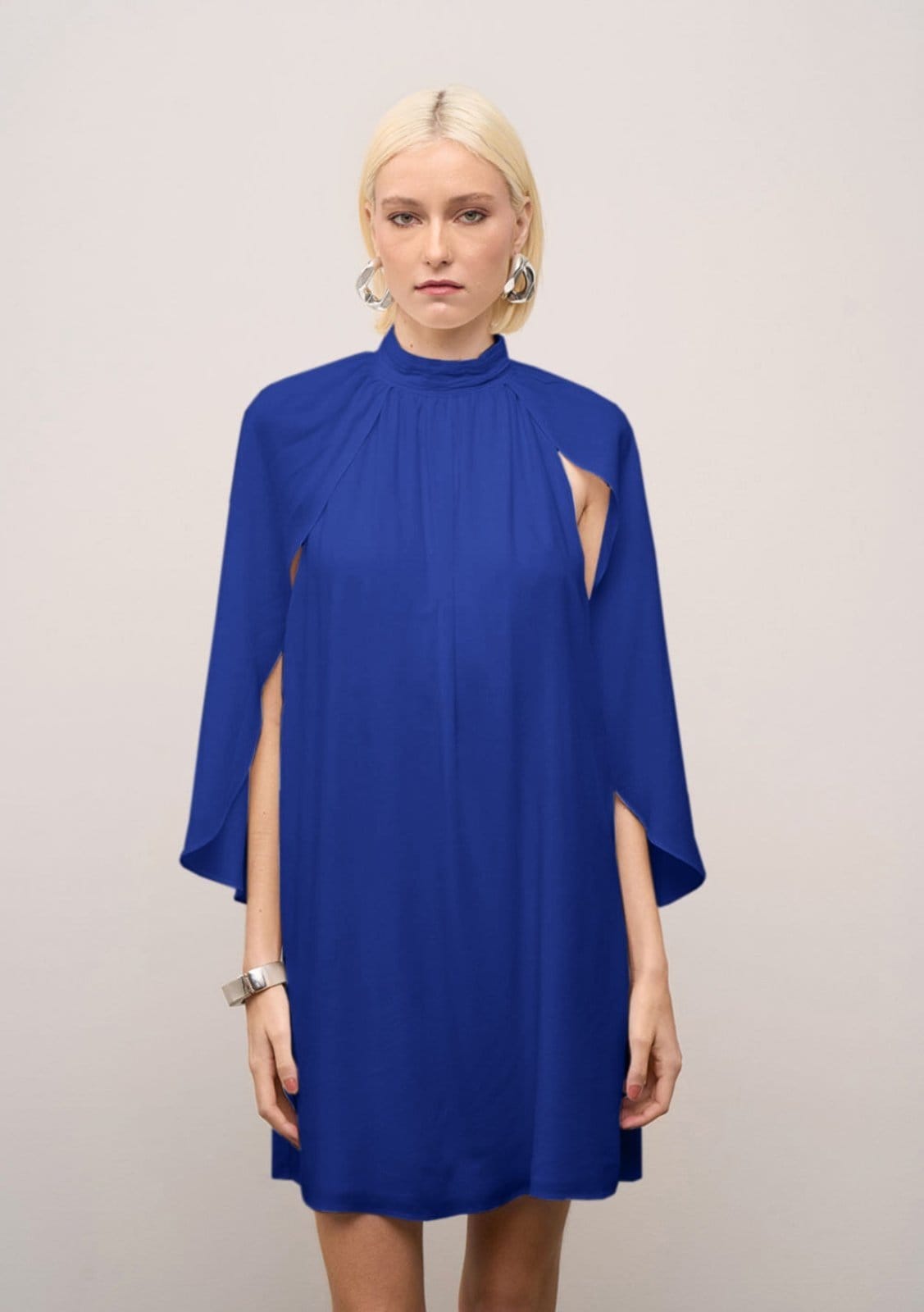 Vista 2 Vestido Iódice Solto Gola Alta Sem Manga Curto IÓDICE azul