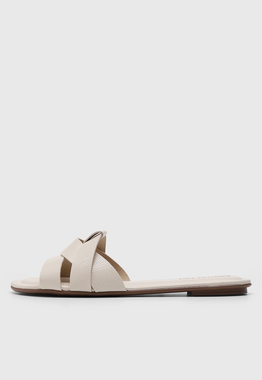 Rasteira Aberta Feminina Beira Rio Tiras Cruzadas Off-white