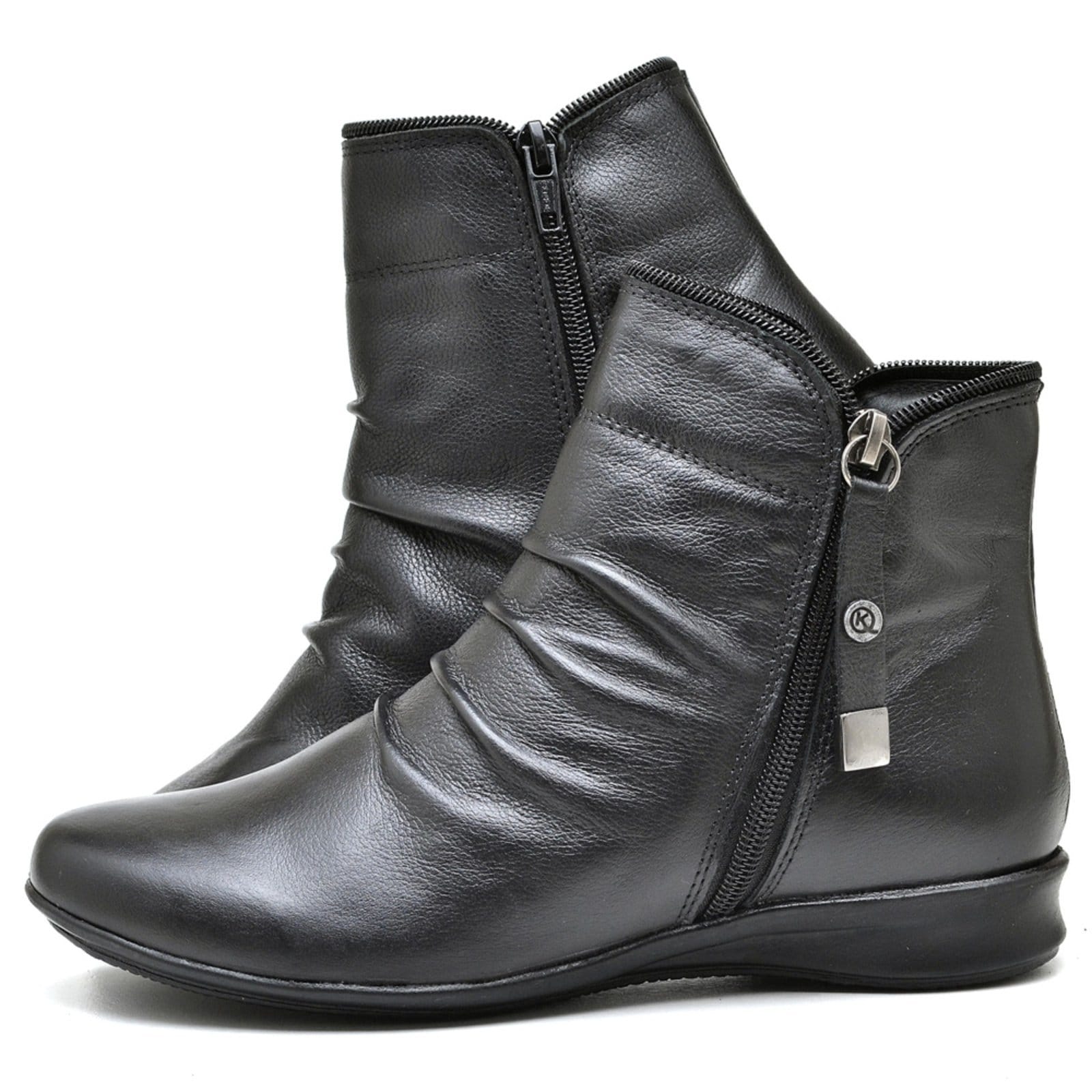 Vista 2 BOTA FEMININA CANO BAIXO DE COURO, MODELO LADY 0703 TAMANHOS GRANDE ESPECIAL Mister Couros preto