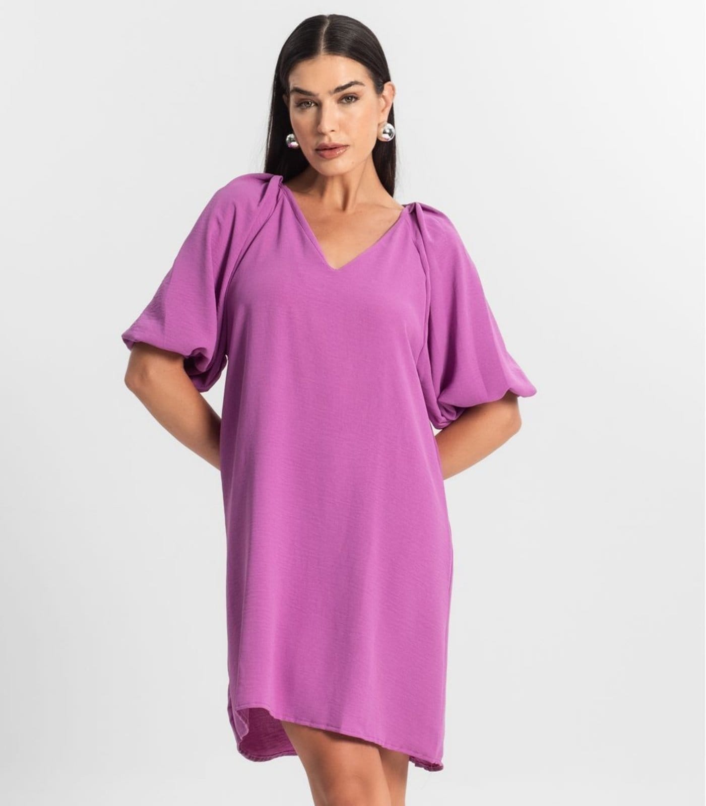 Vista 2 Vestido Feminino Liso Rovitex Rovitex roxo