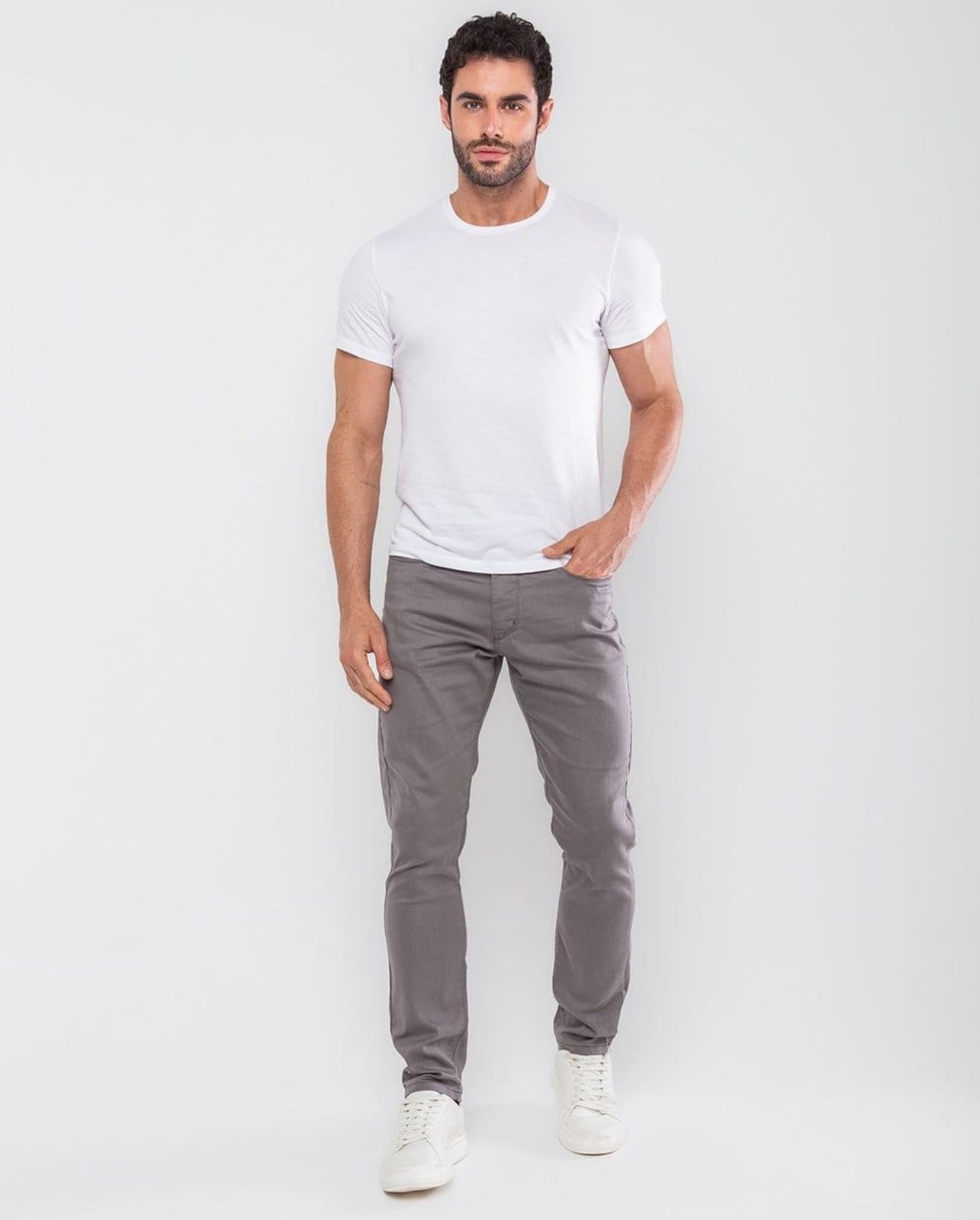 Calça Sarja Slim Fit Masculina Básica 21571 Chumbo