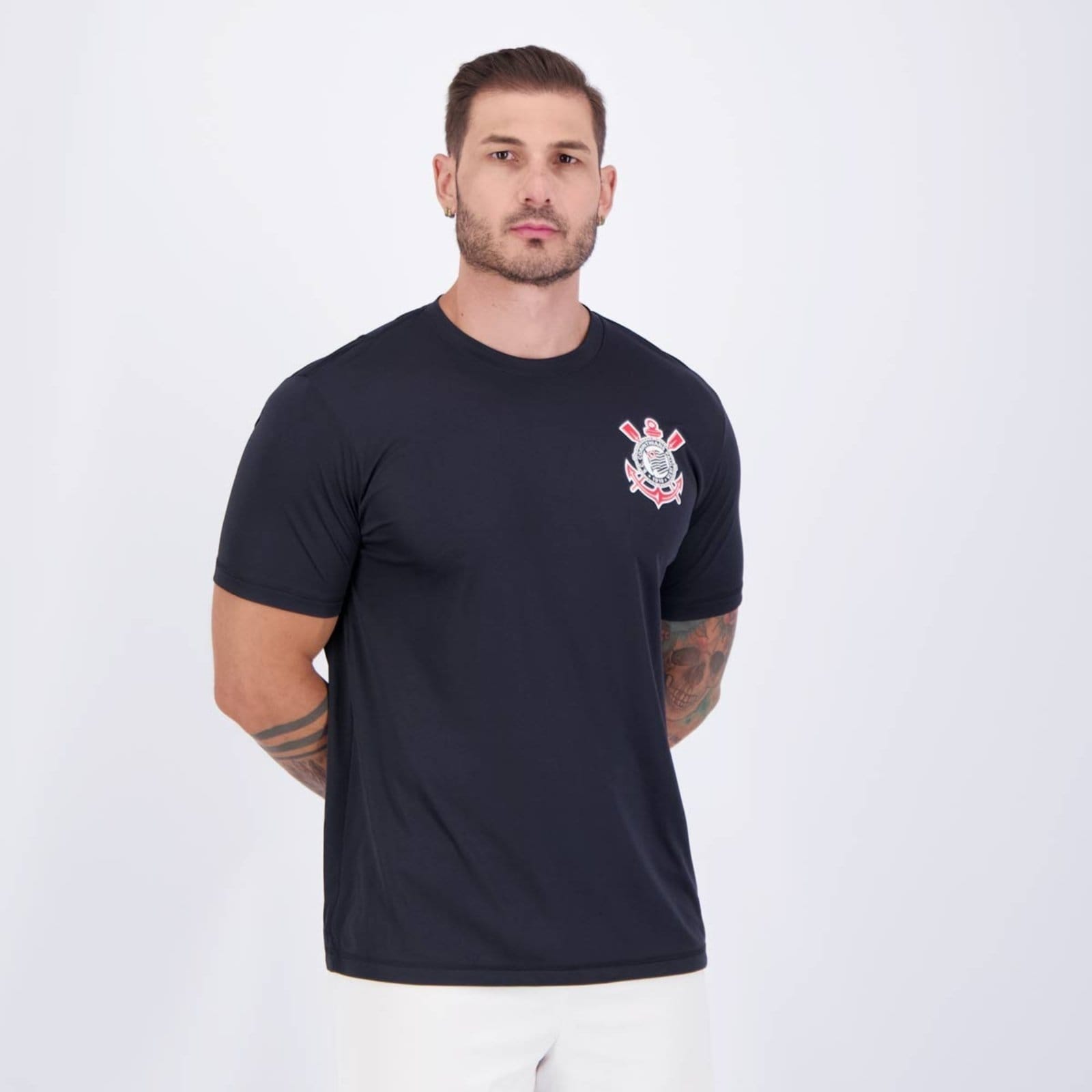 Vista 2 Camisa Corinthians Fitness Preta Coimbra preto