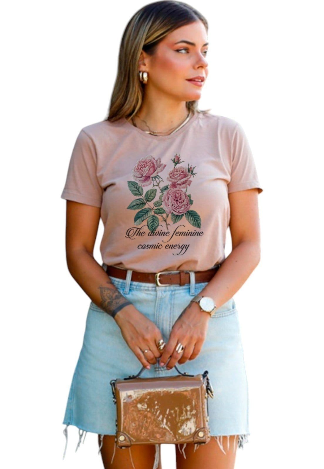 Camiseta Cianitas Chocolate Estampa Rosa Divine - 2