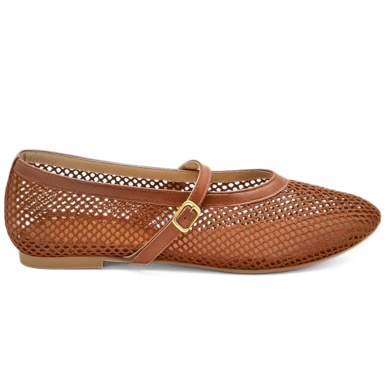 Vista 2 Sapatilha Em Tela de Redinha Boneca Cacau Sofisticada 5400 Sete Sales marrom