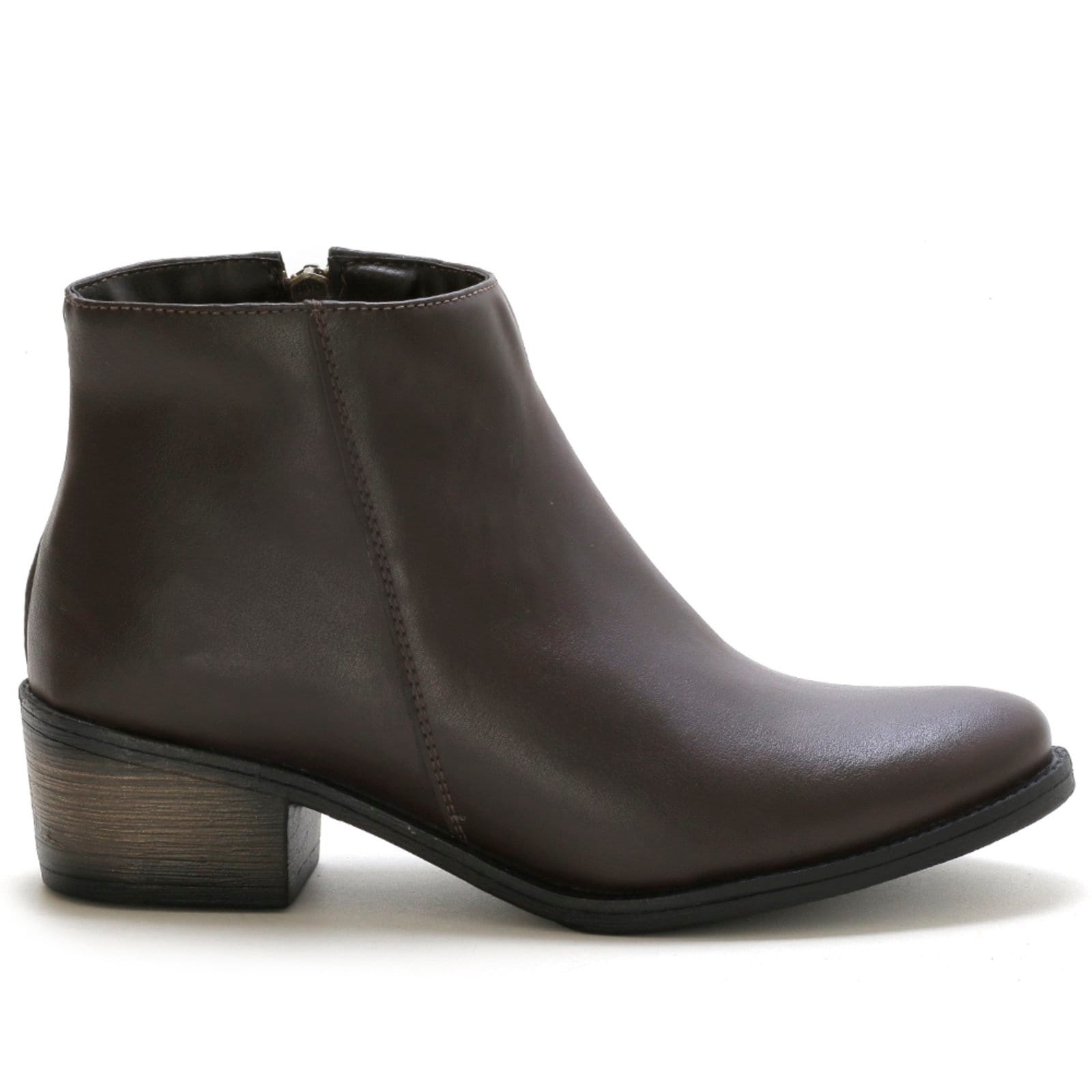 Vista 2 Bota Feminina Bredeni Cano Curto Liso Com Zíper BREDENI café