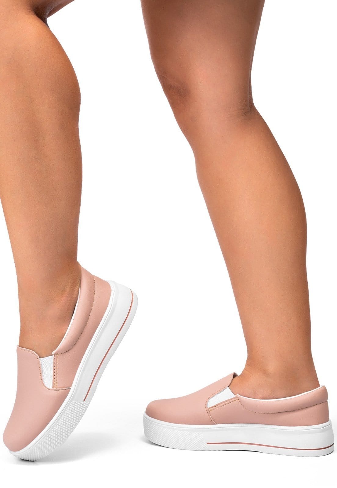 Vista 2 Tênis Feminino Lumiss Slip On Confortável Calce Fácil Sintético LUMISS nude