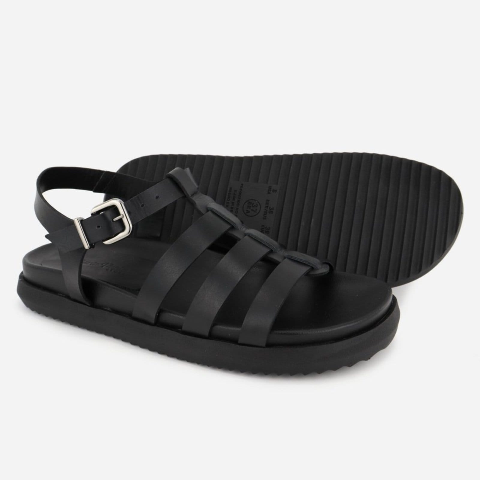 Vista 2 Sandália Rasteiria Couro Maria Paula Solado Confort Gladiadora MARIA PAULA preto