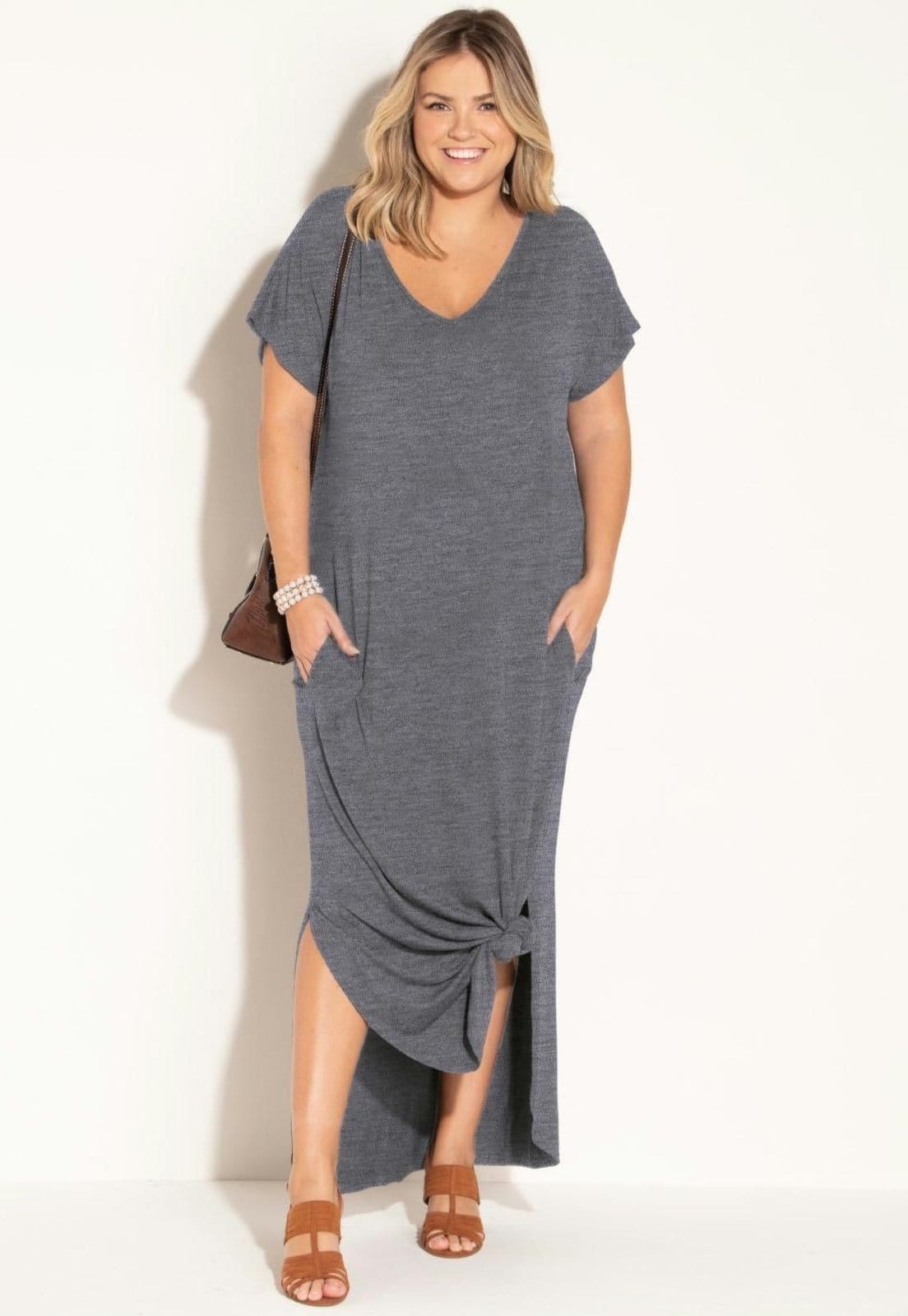 Vestido Longo Soltinho Com Fenda