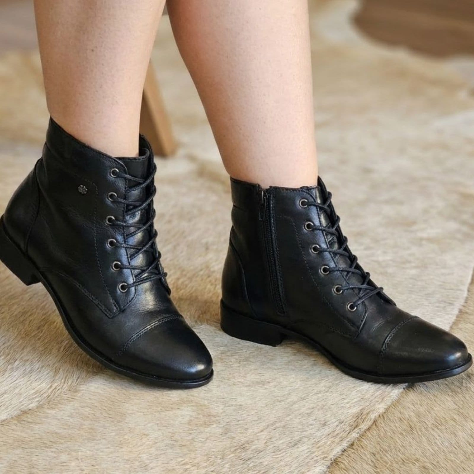 Vista 2 Bota Luna Couro Comfort LUN688 Perlatto preto