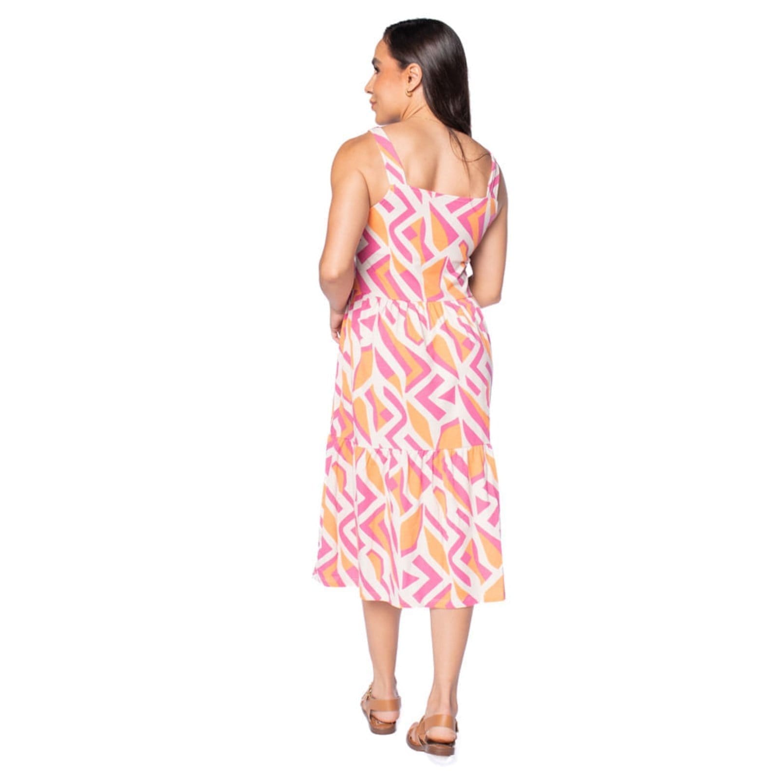 Vista 2 Vestido Feminino Rechsul Estampa Geométrica RechSul rosa