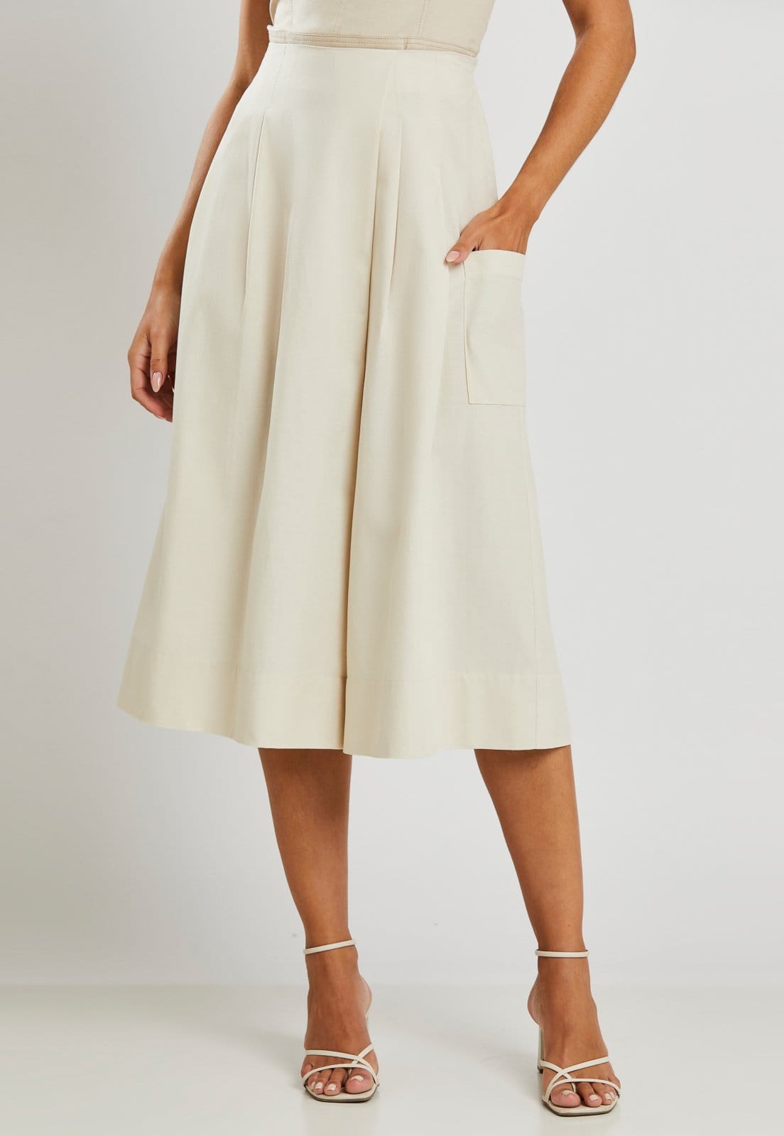 Calça Pantalona Transpassada Miss Joy 8482 Pantacourt Areia