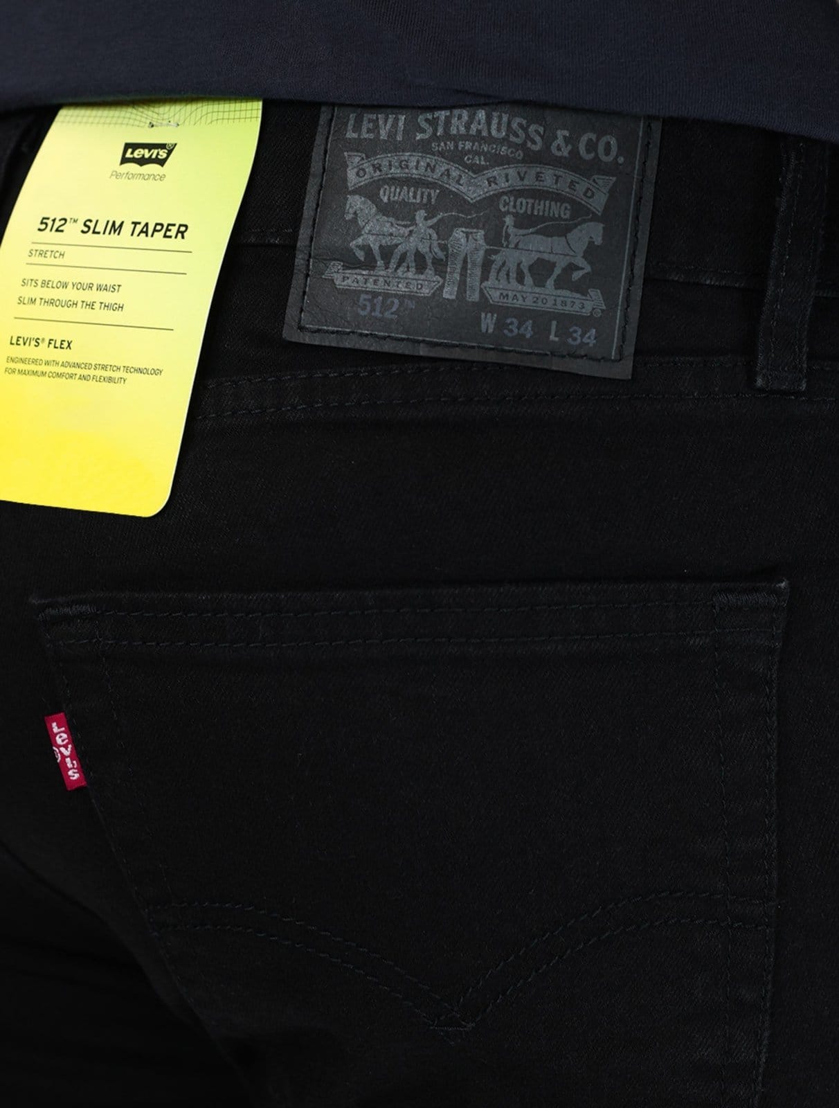 Vista 2 Calça Jeans Masculina Levis 512 Slim Taper Flex Preta Levis azul