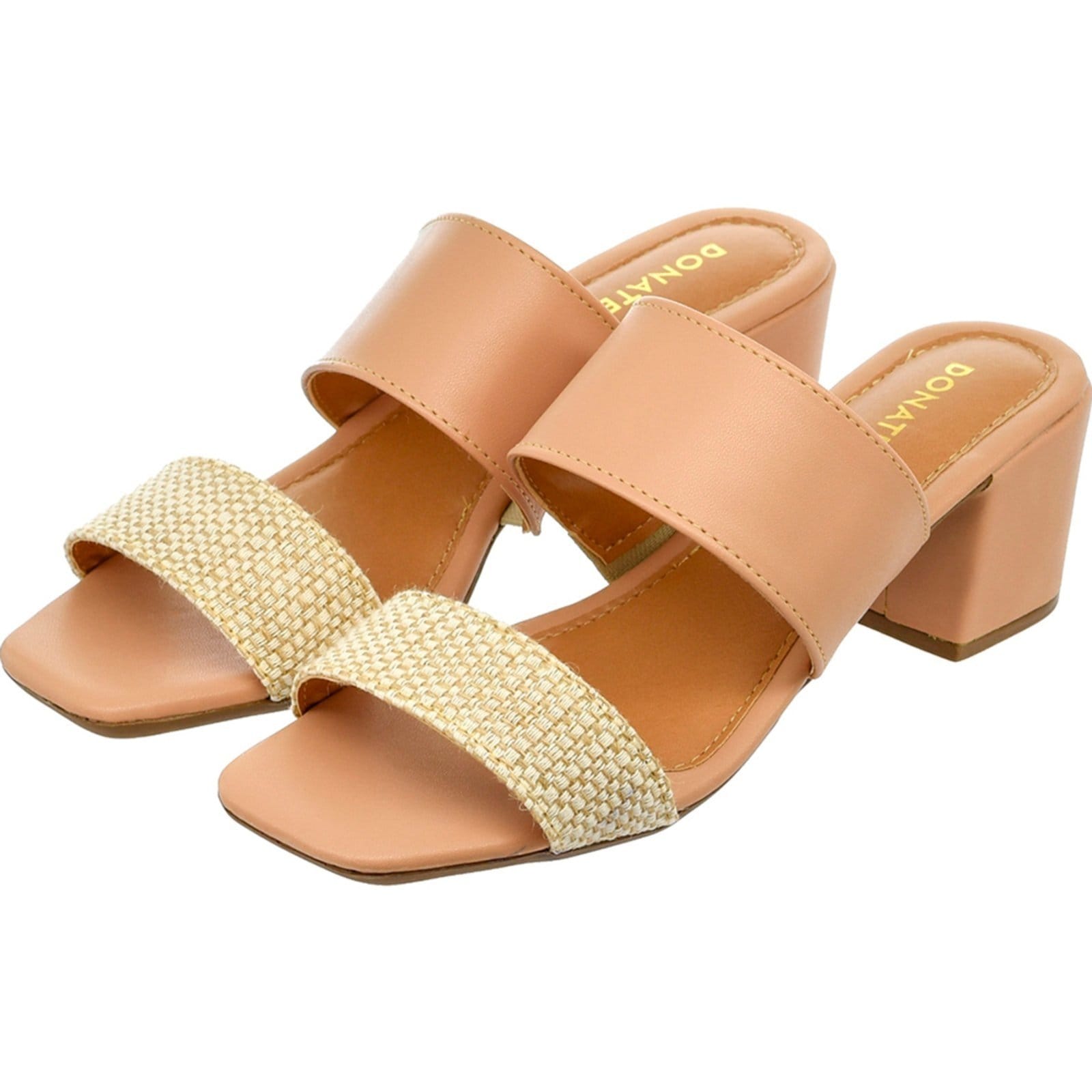 Sandália Feminina Donatella Shoes Bico Quadrado Salto Alto Bloco Juta
