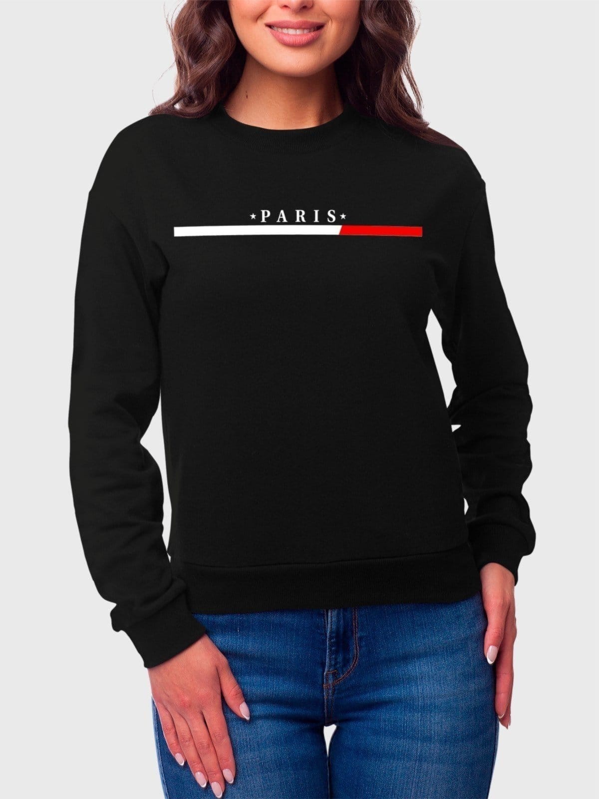 Moletom Gola Redonda Feminino Flanelado Estampa Paris