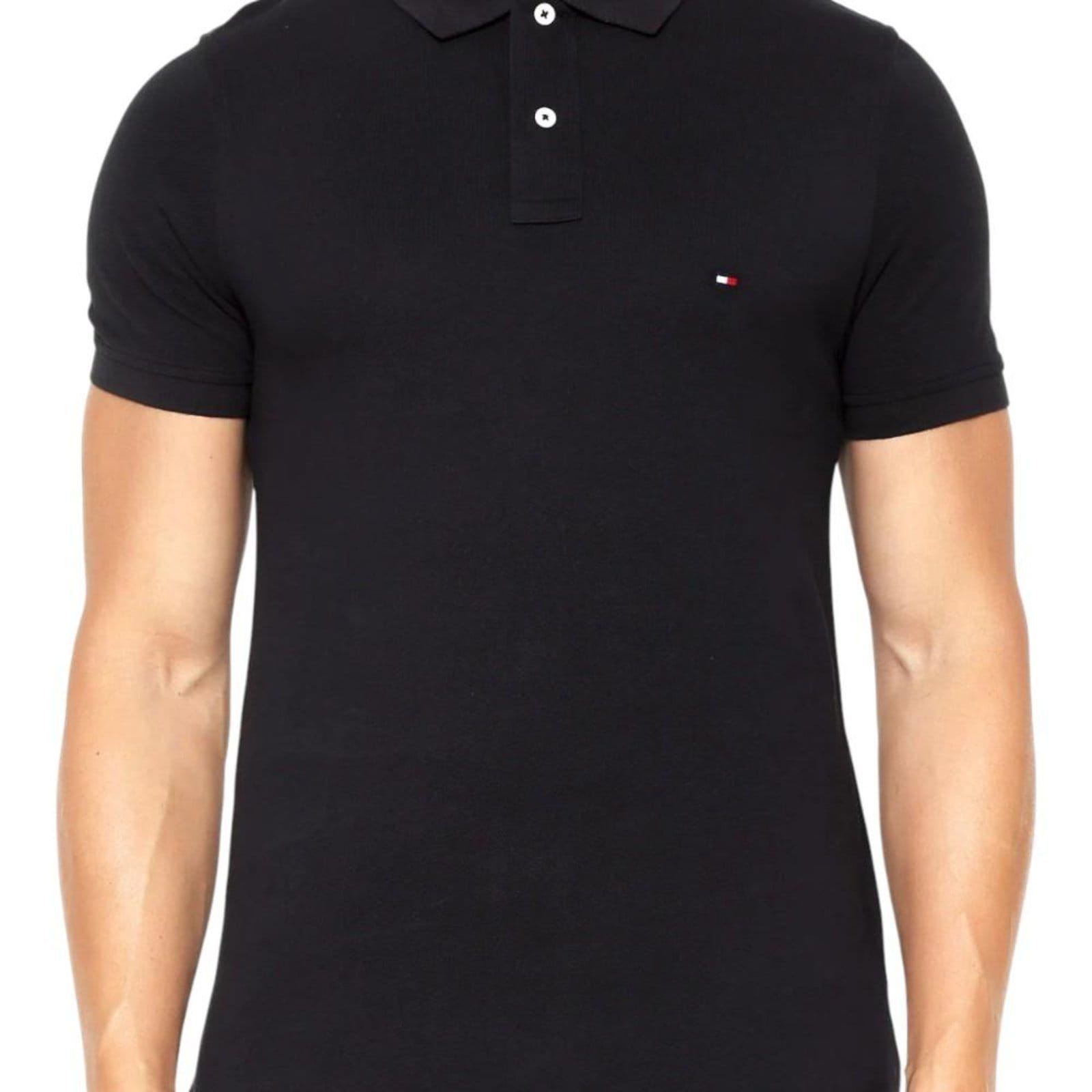 Vista 2 Camisa Polo Tommy Hilfiger Liquid Cotton Rwb Cuff Slim Tommy Hilfiger preto