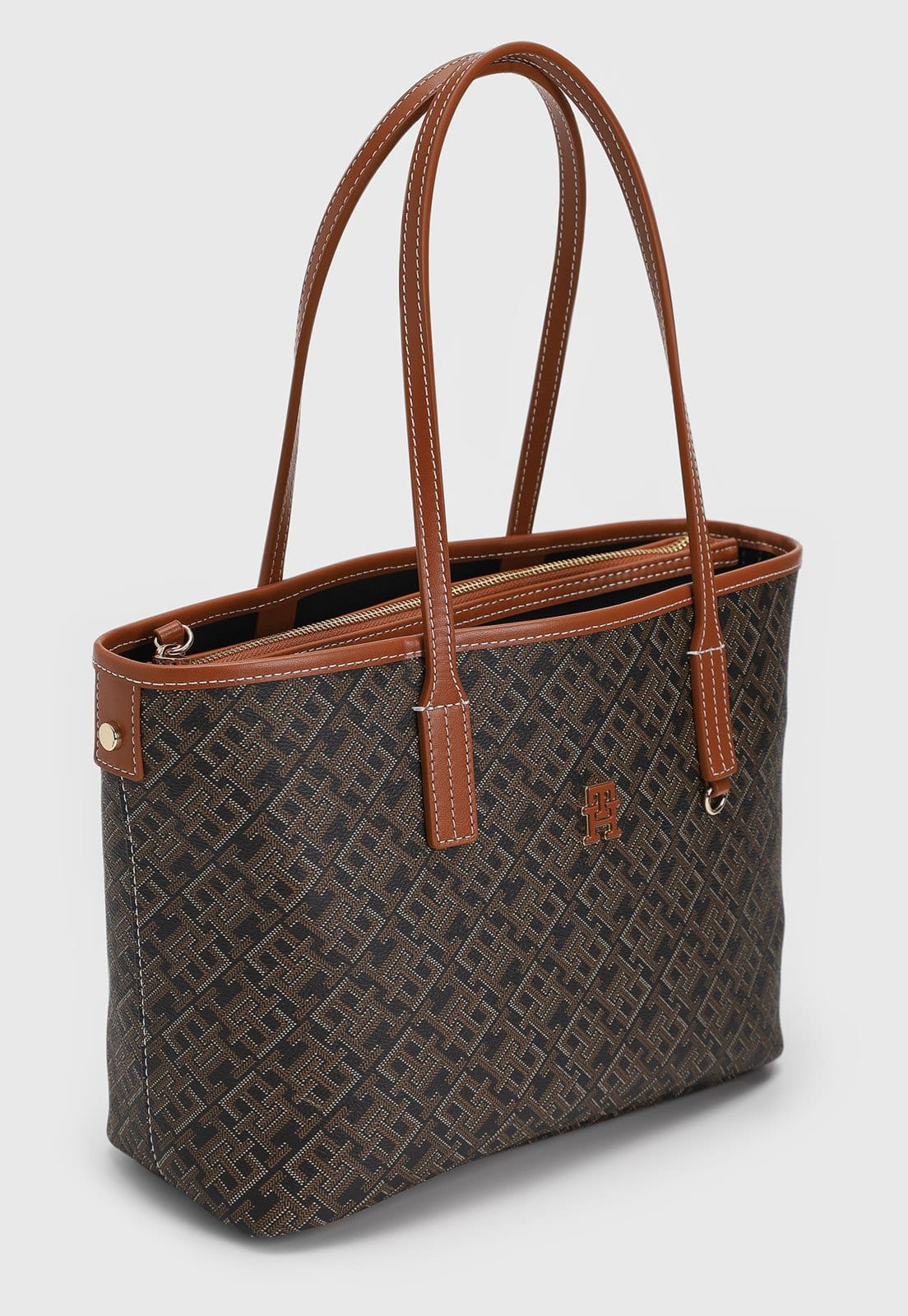 Vista 2 Bolsa Tiracolo Tommy Hilfiger Monograma Tote Tommy Hilfiger marrom