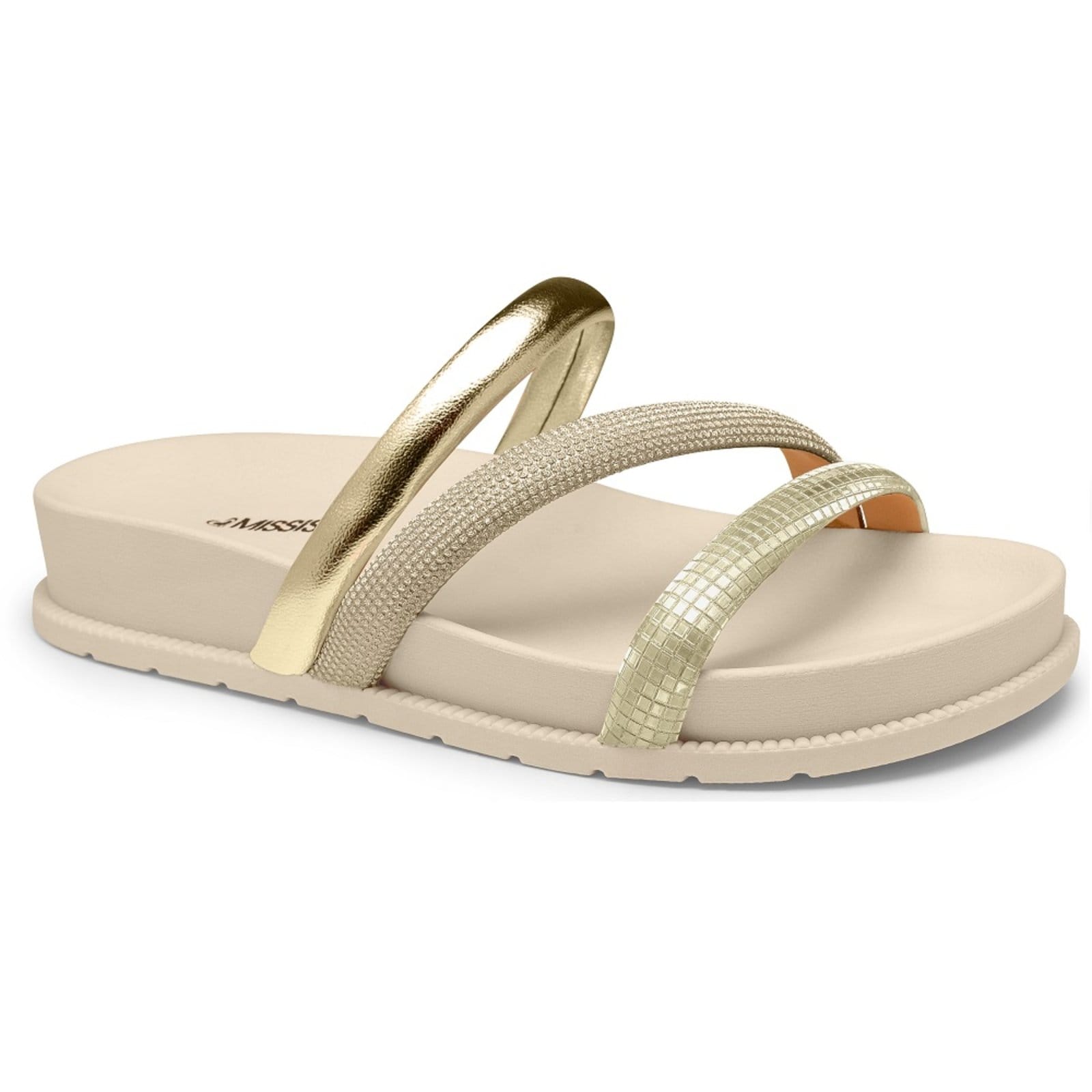 Tamanco Flatform Mississipi MB311 Feminino - Champagne