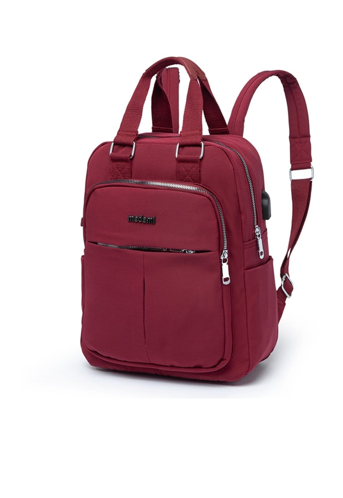 Vista 2 Mochila Feminina Bolsa Resistente Usb Notebook Reforçada Madami vermelho