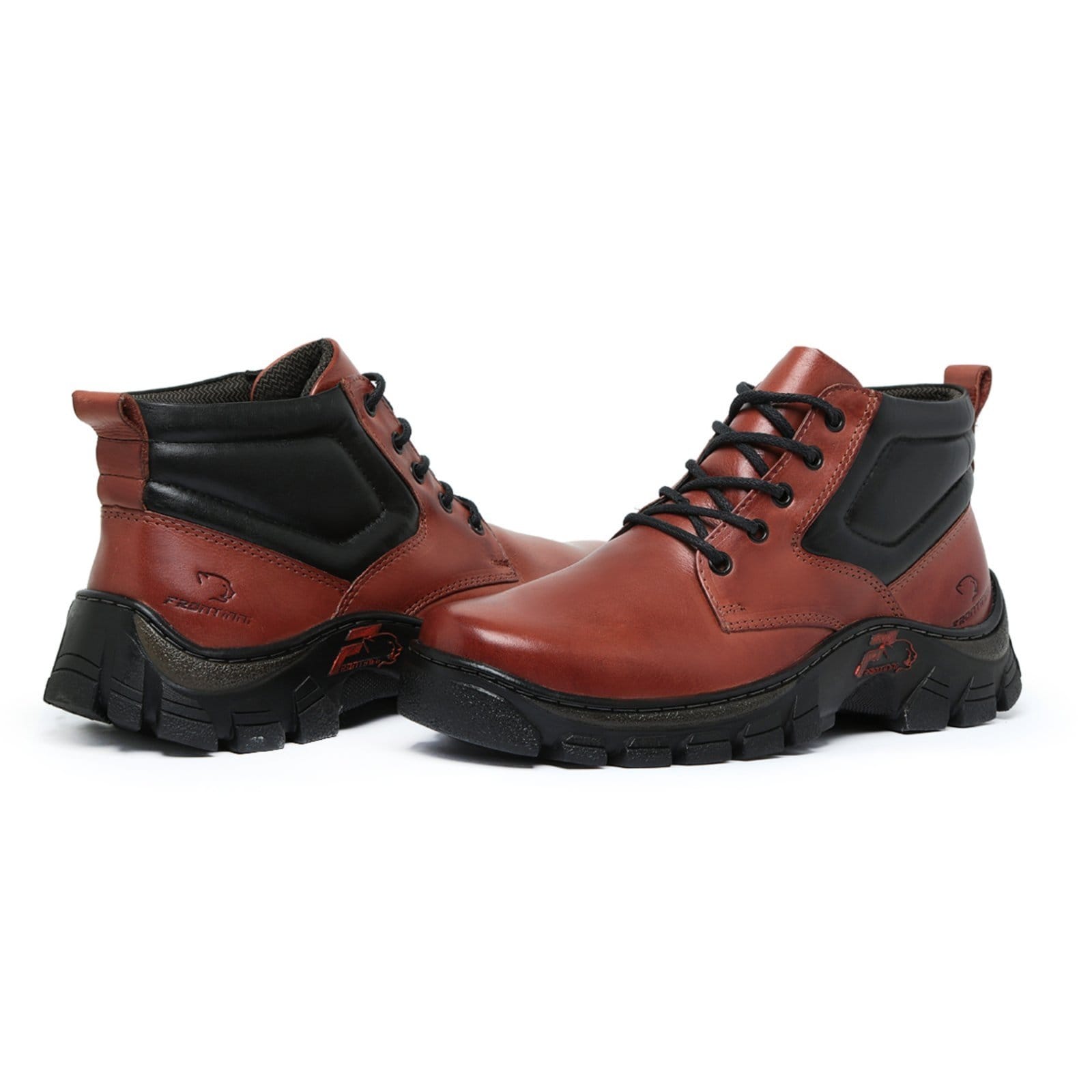 Vista 2 Bota Masculina Confort Premium em Couro Conhaque ZAFREM caramelo