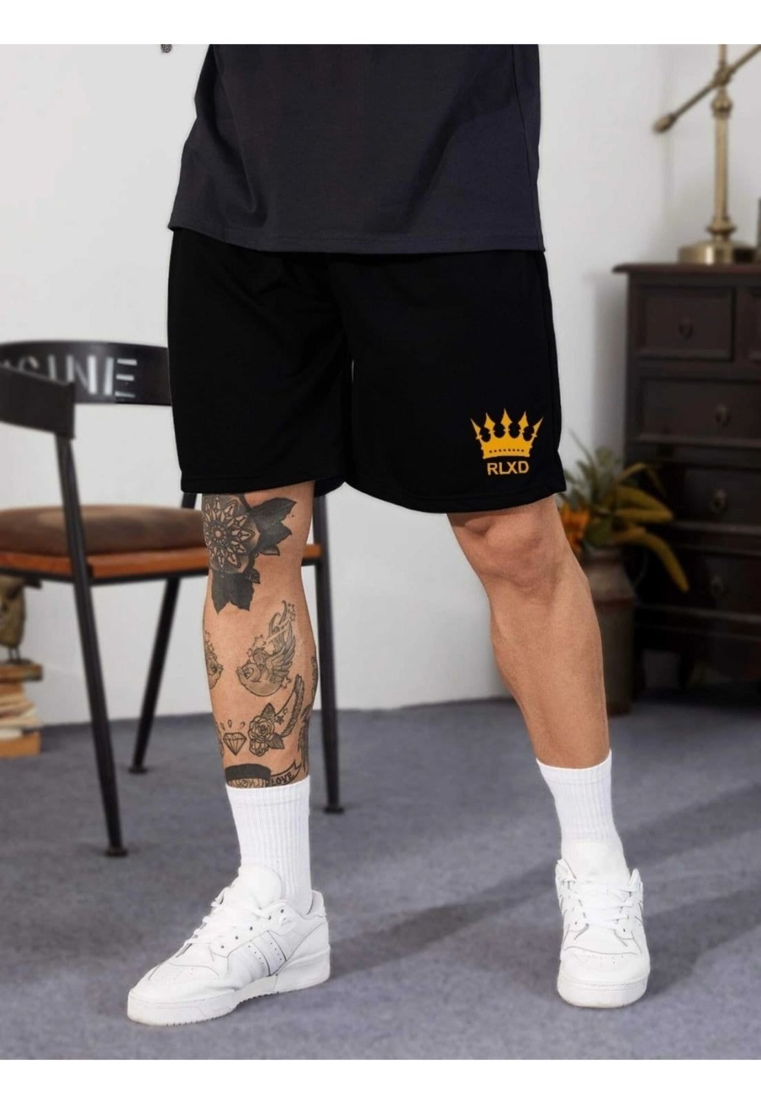 Vista 2 Bermuda Short Moda Praia Relaxado Estampado Preto Cordão Neon Relaxado amarelo/preto neon