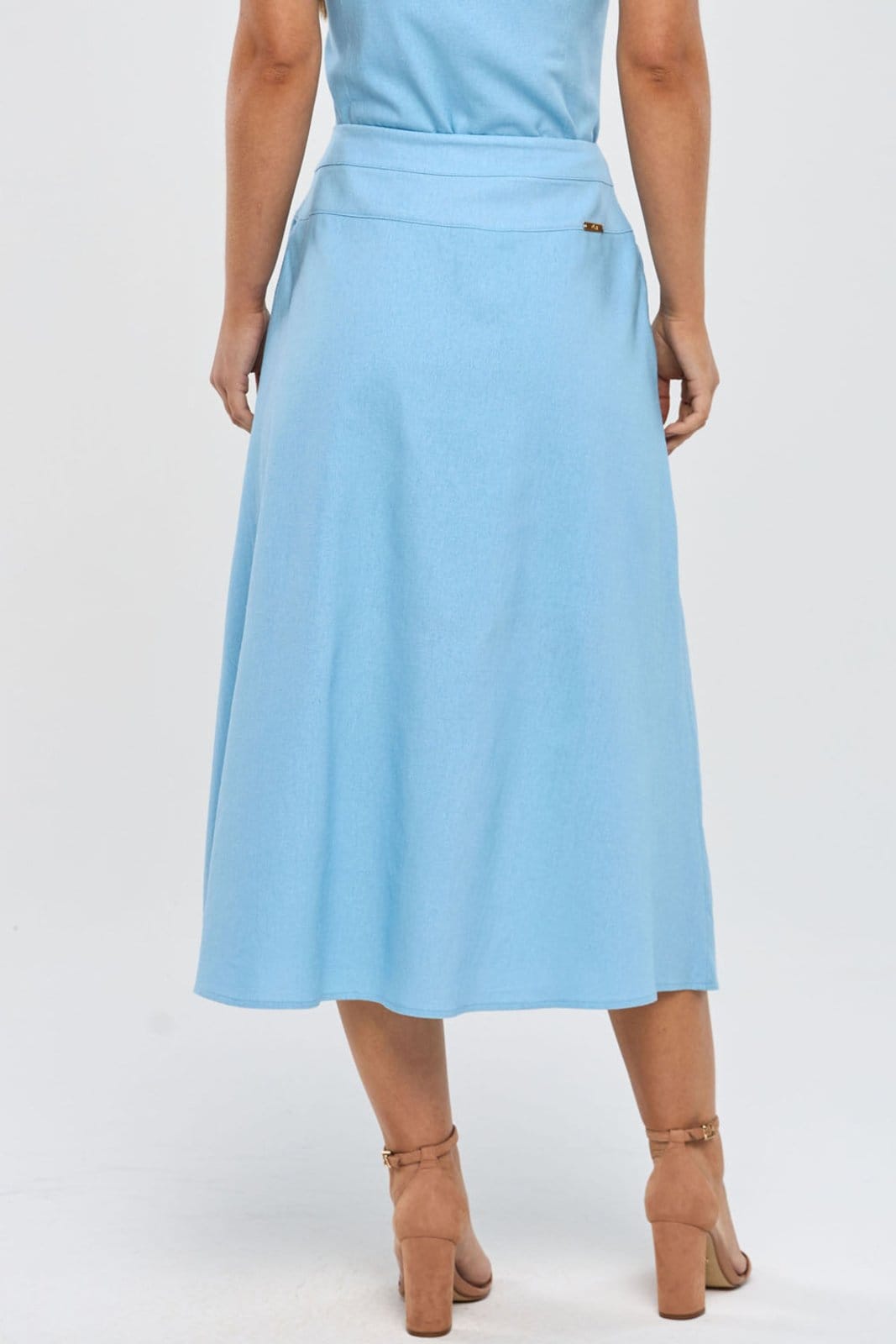 Saia Midi PKS Com Fenda Linho