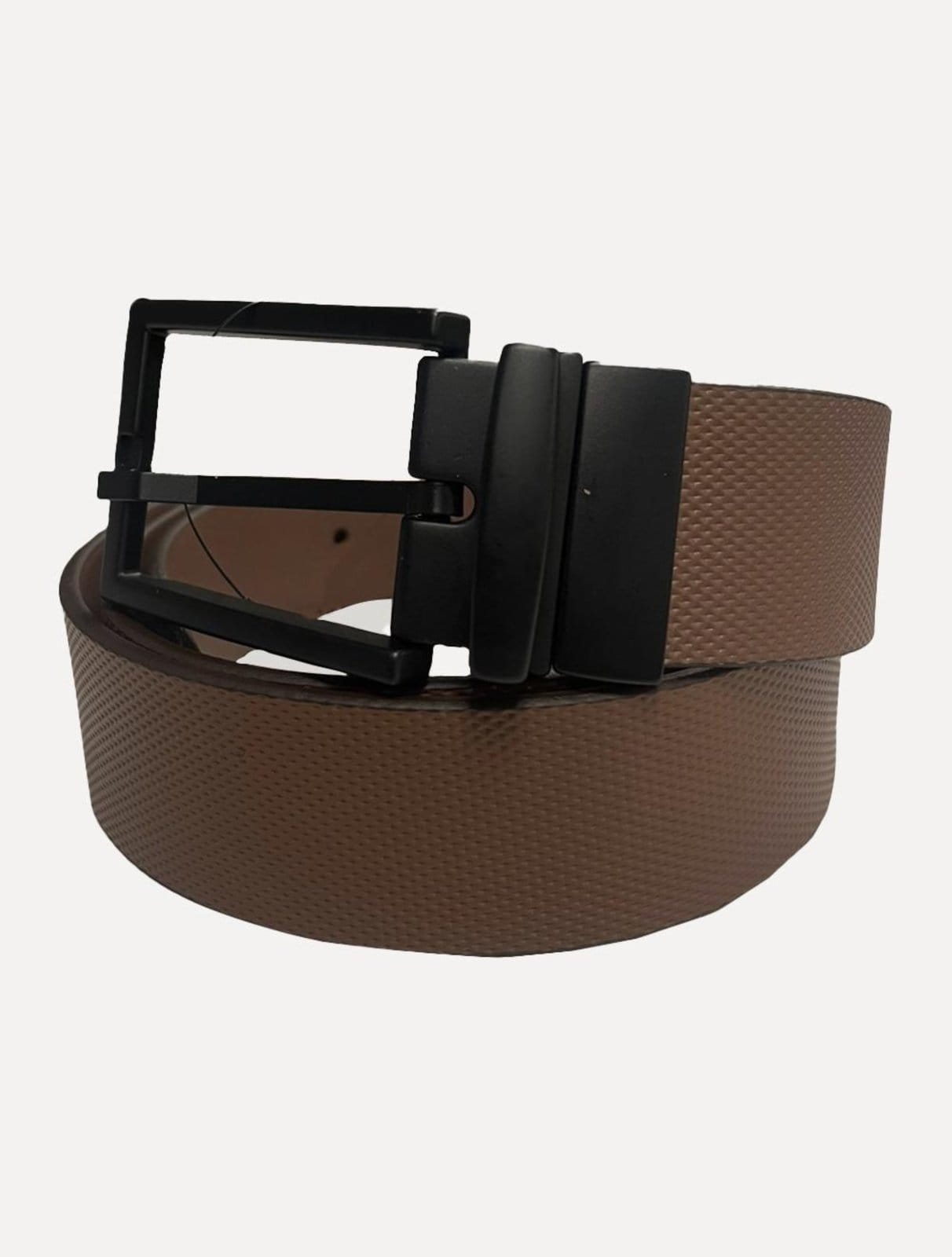 Vista 2 Cinto Reserva Masculino Couro Dupla Face Texture Rajado Marrom Reserva incolor