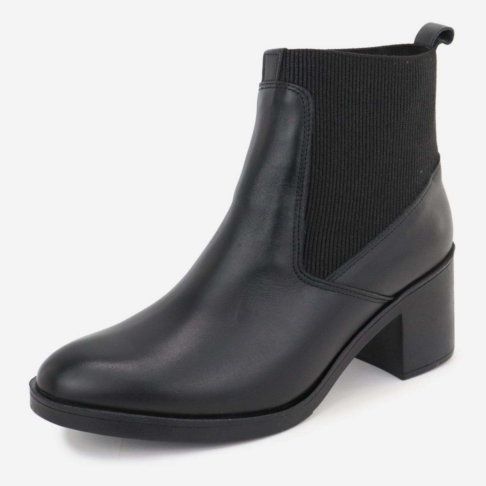 Vista principal Bota Maria Paua Store Chelsea Moda Feminina Em Couro Cano Curto Salto Bloco MARIA PAULA preto