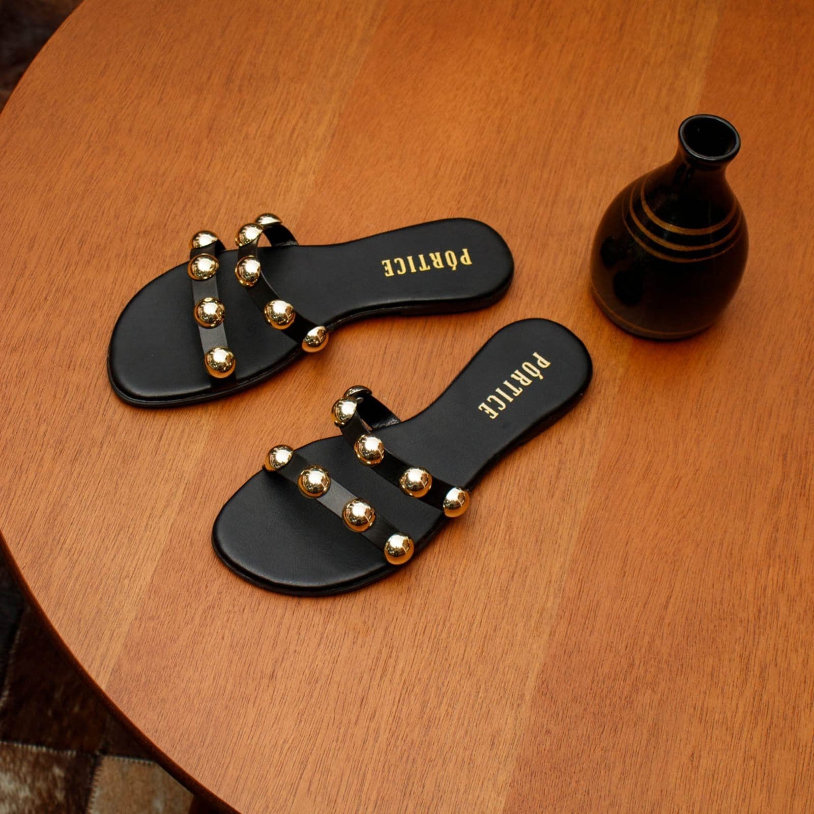 Sandália Feminina Rasteira Flatform Rasteirinha Papete Enfeite Metal Brilho