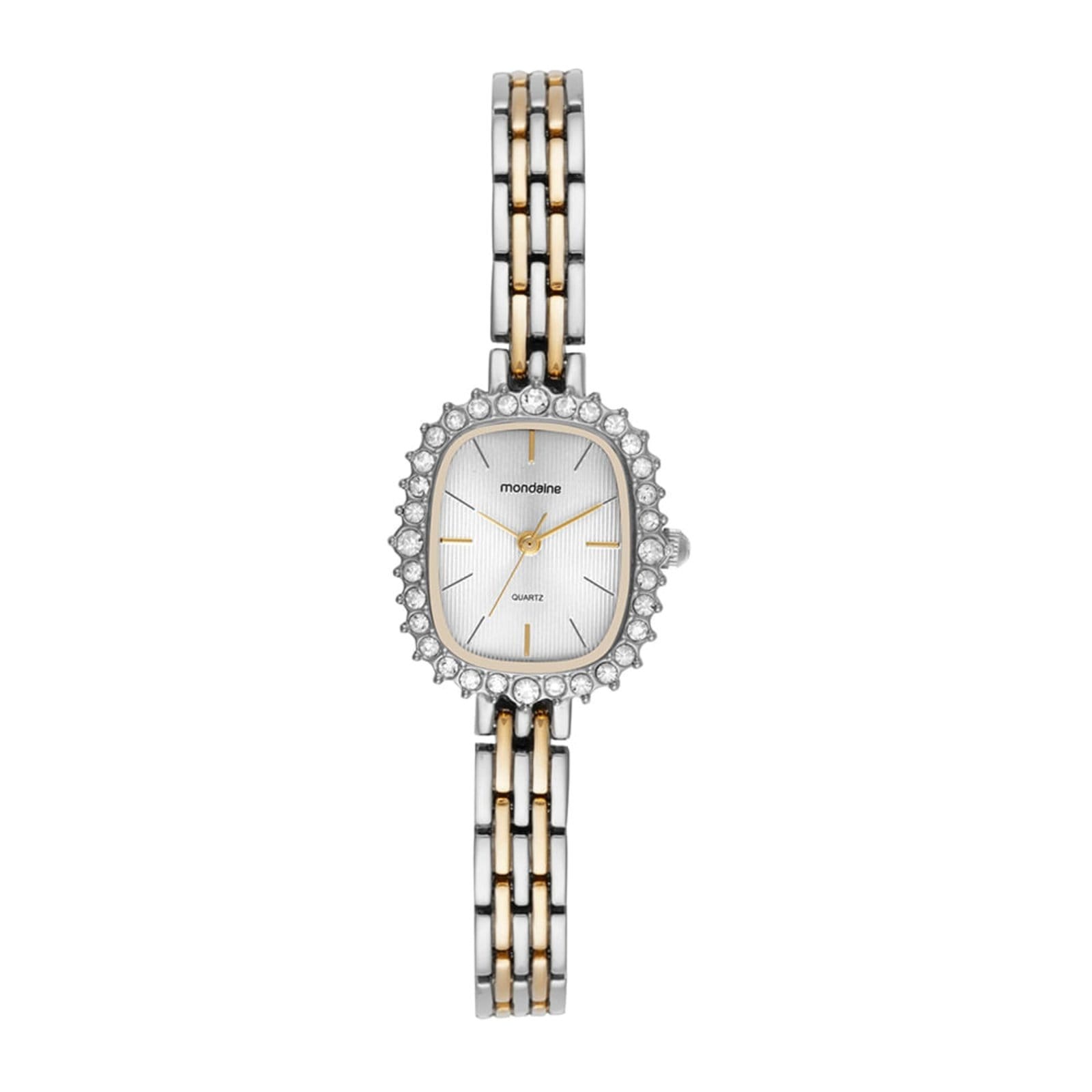 Relógio Feminino Quadrado Cristais e Dourado