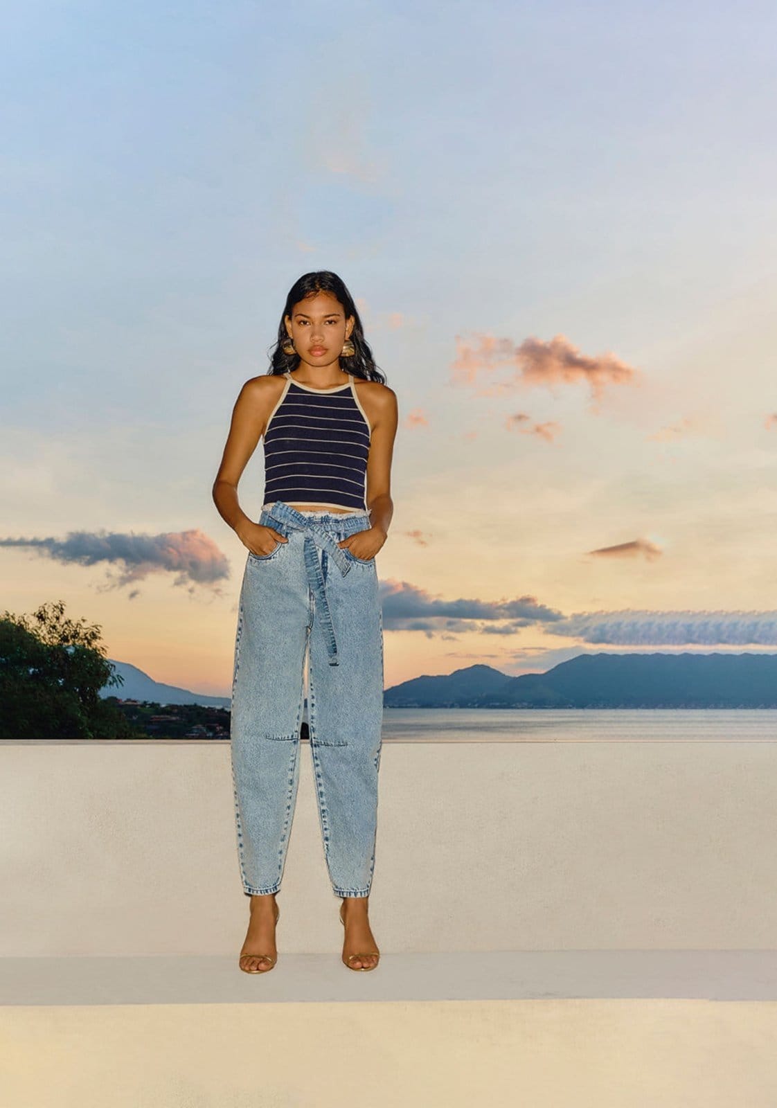 Calça Zinco Curve Cós Alto Com Puídos