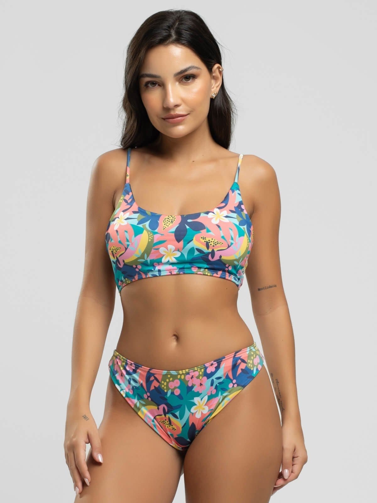 Biquini Faixa Calcinha Comum Proteção Uv 50+ Vicbela Flor
