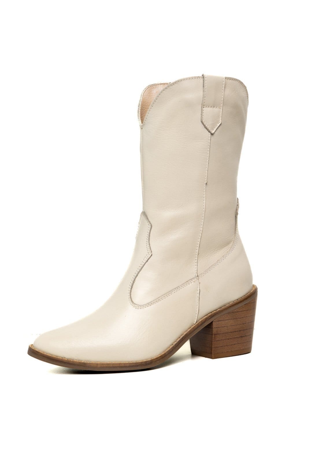 Bota Western Texana Bico Fino Country Couro Off White
