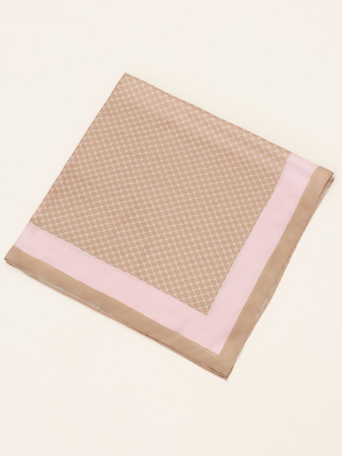 Vista 2 Lenço Barrado Estampado e Rosa Luiza Principessa bege/nude/rosa nude