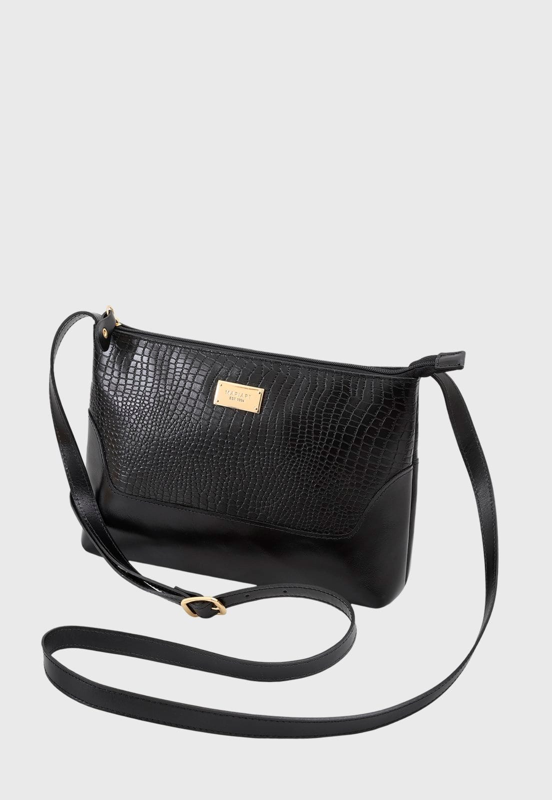 Vista 2 Kit Bolsa e Carteira de Couro Mariart 2194 + 237 Preta Mariart preto