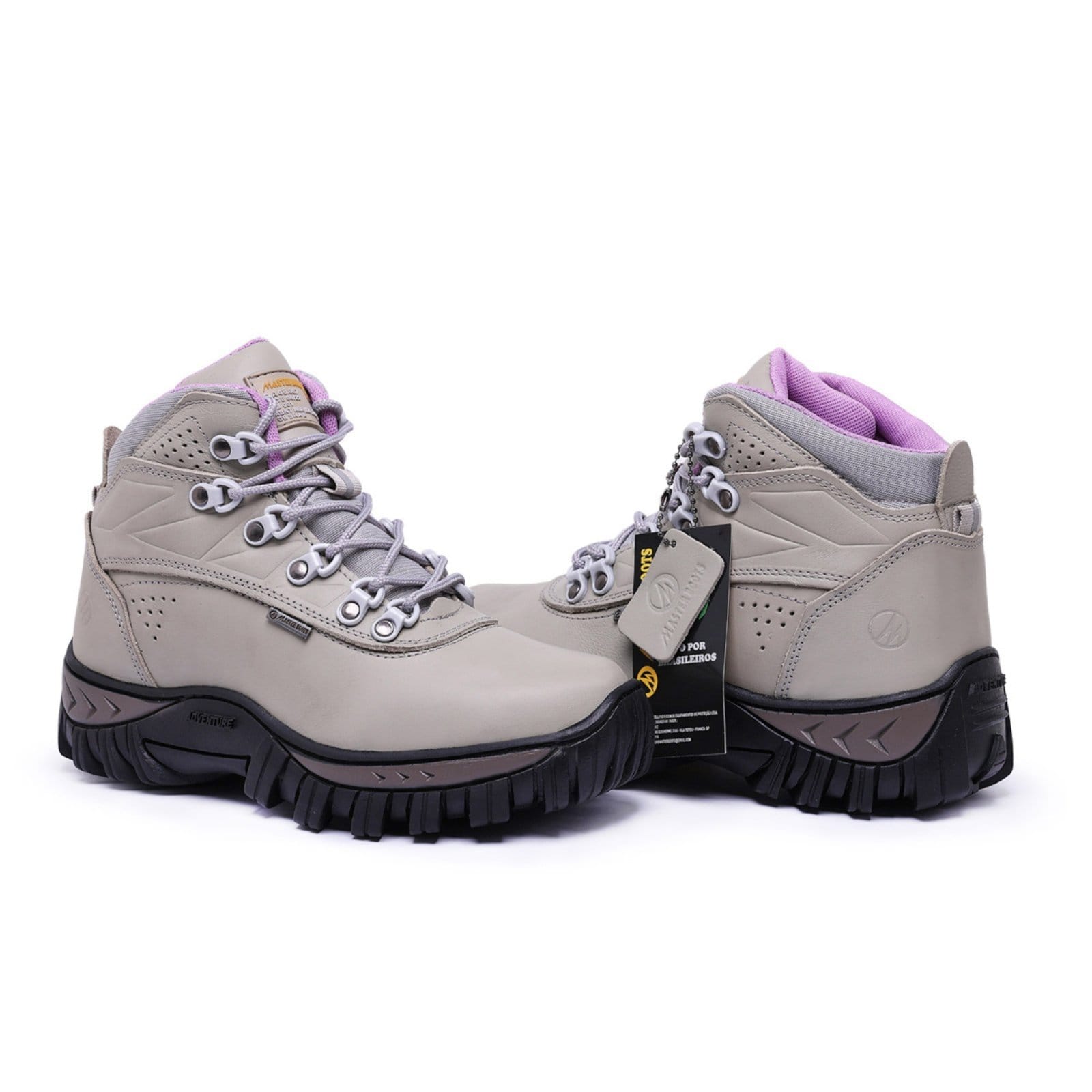 Vista 2 Bota Coturno Feminina Com C.A 48.067 em Couro ZAFREM cinza