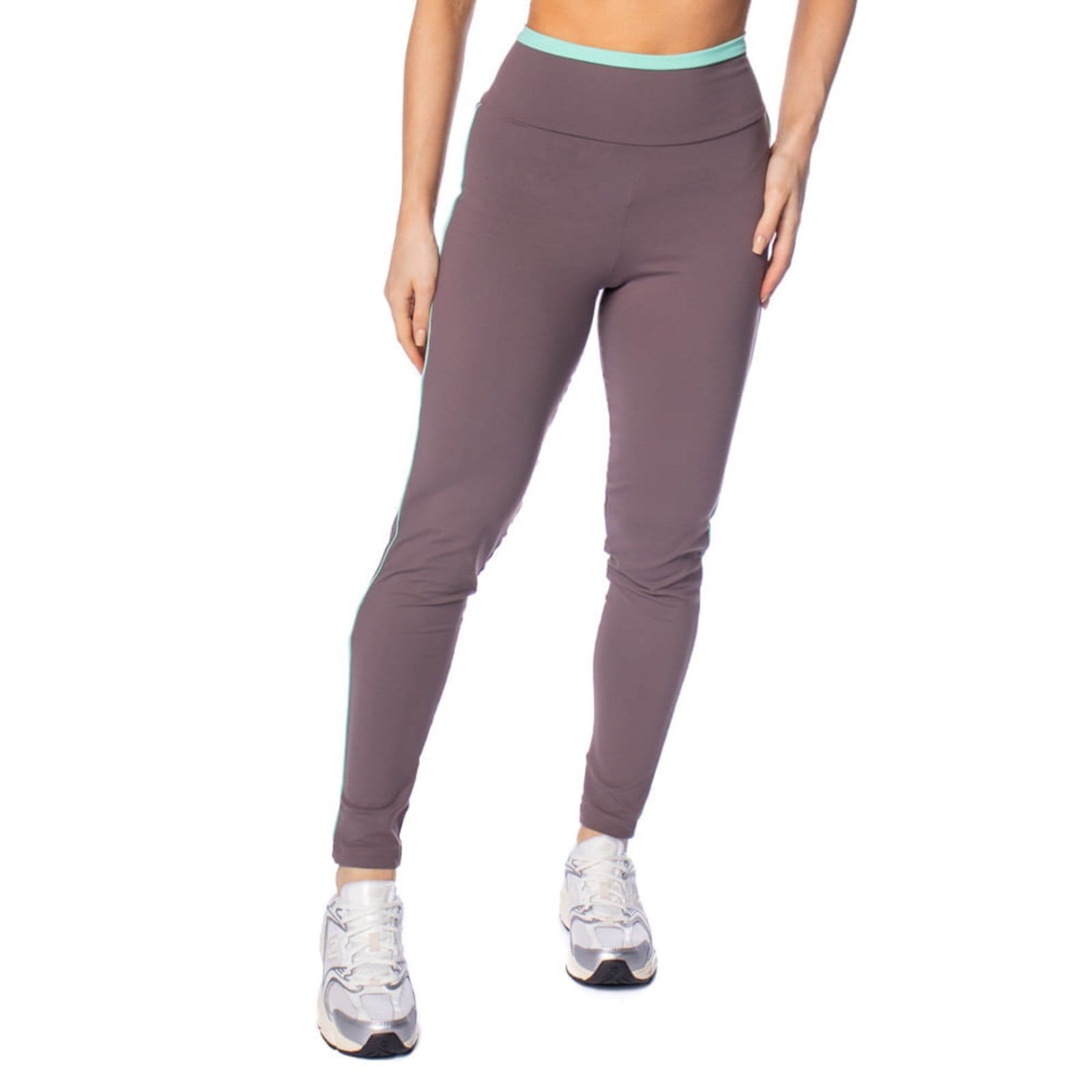 Legging Feminina Estilo Do Corpo Listra Cappuccino/Verde