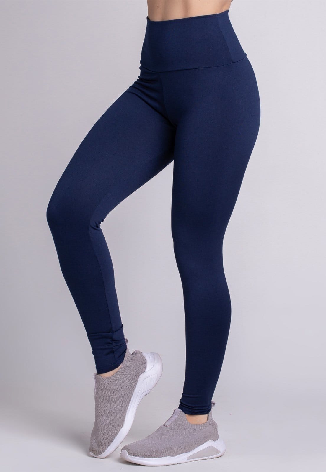 Vista 2 Calça Legging WLS Modas Suplex Cós Alto Lisa WLS Modas azul marinho