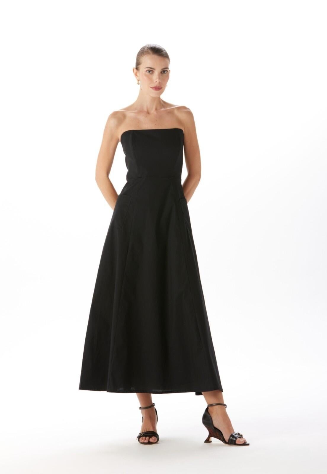 Vestido Midi Sem Alças Traymon Gg