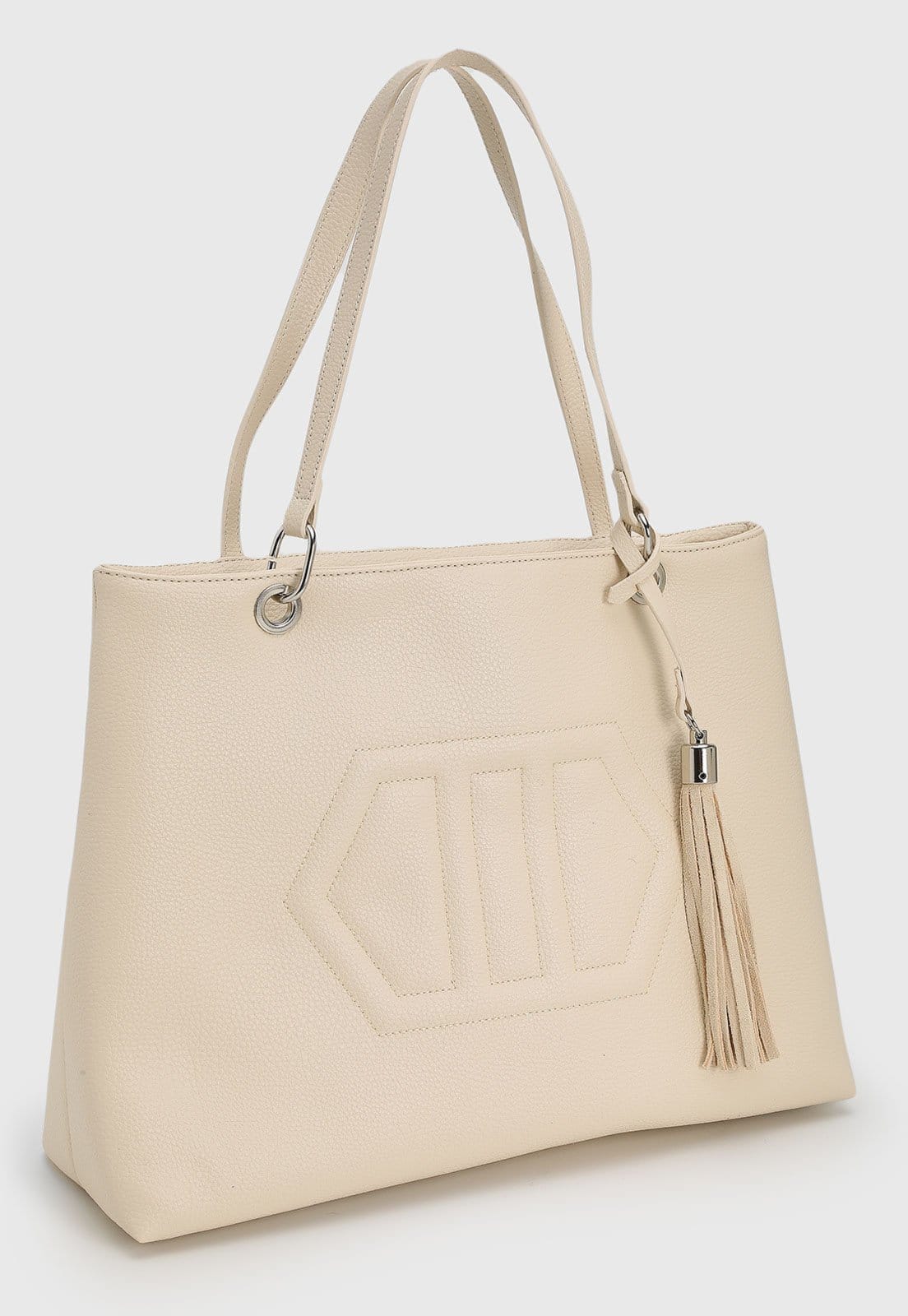 Vista 2 Bolsa Feminina Arezzo Grande Texturizada Off-White Arezzo off-white white
