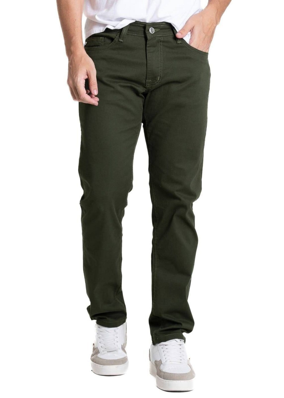 Vista principal Calça Sarja Sawary Slim - 282019 Sawary verde