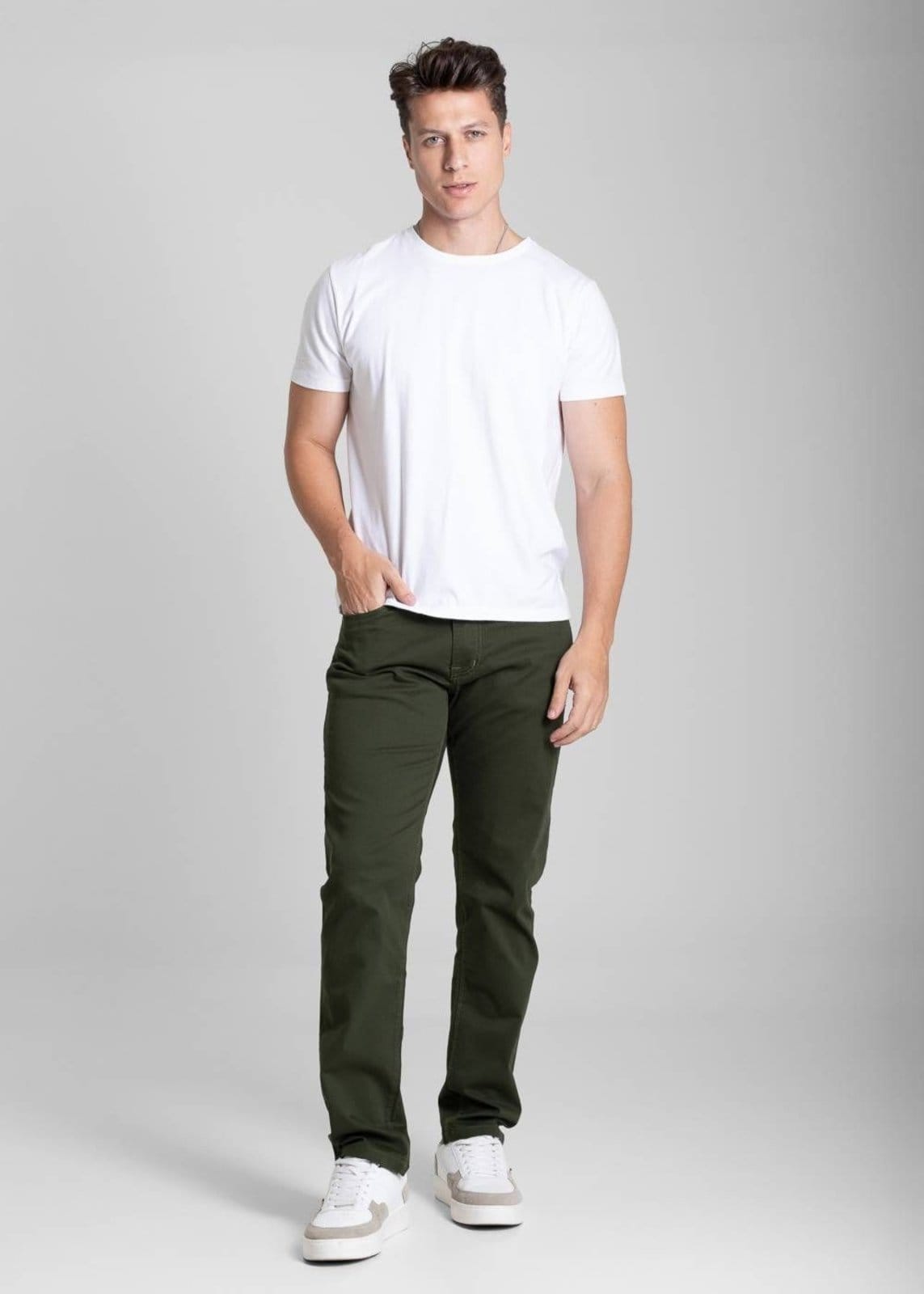 Vista 2 Calça Sarja Sawary Slim - 282019 Sawary verde