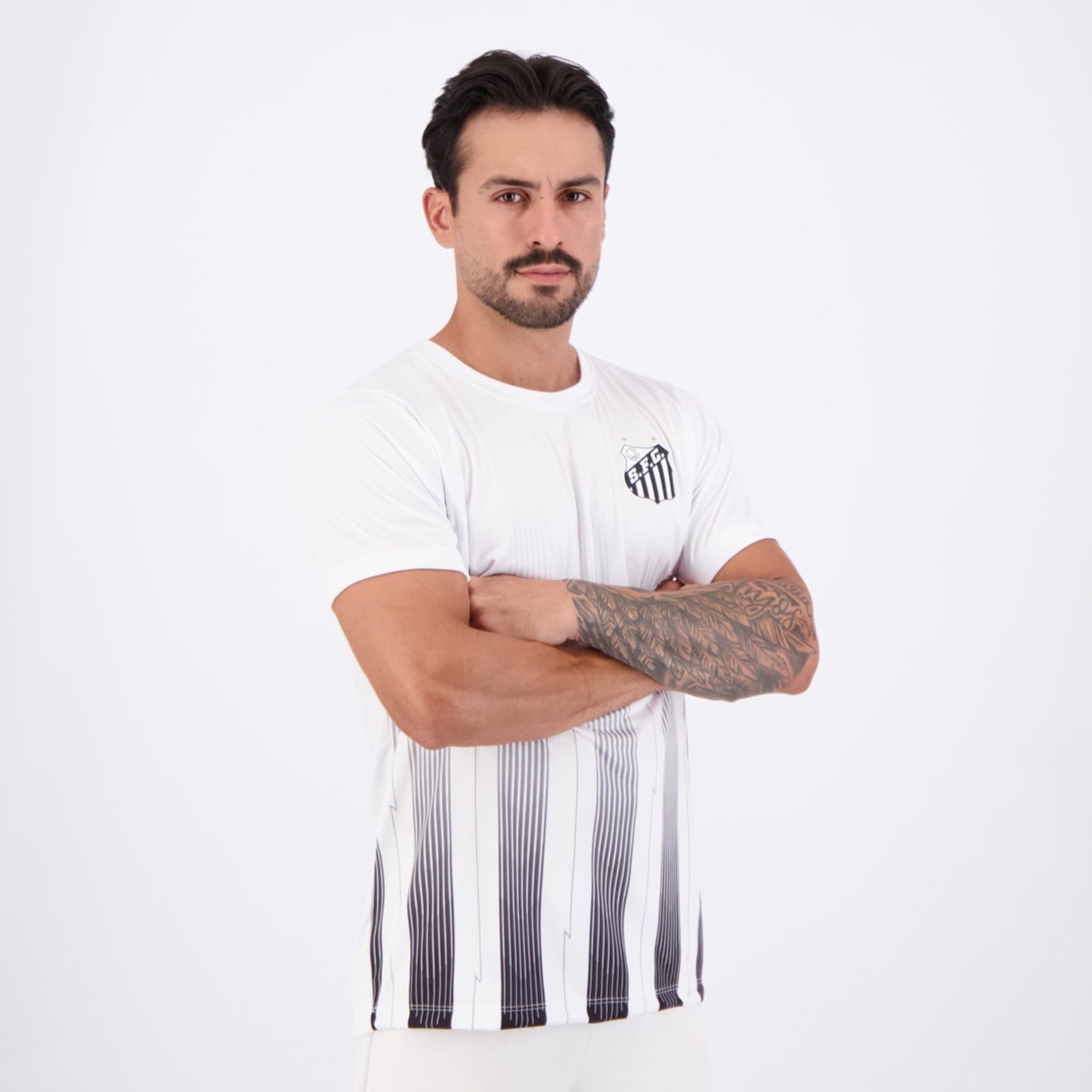 Vista 2 Camisa Santos Degradê Branca Surf Center branco