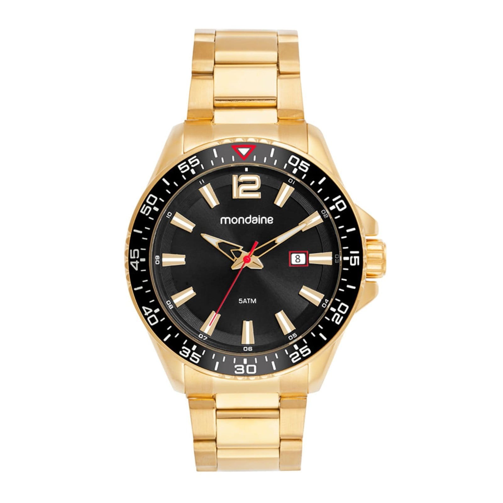 Vista principal Relogio Masculino Mondaine com Mostrador Preto Mondaine dourado