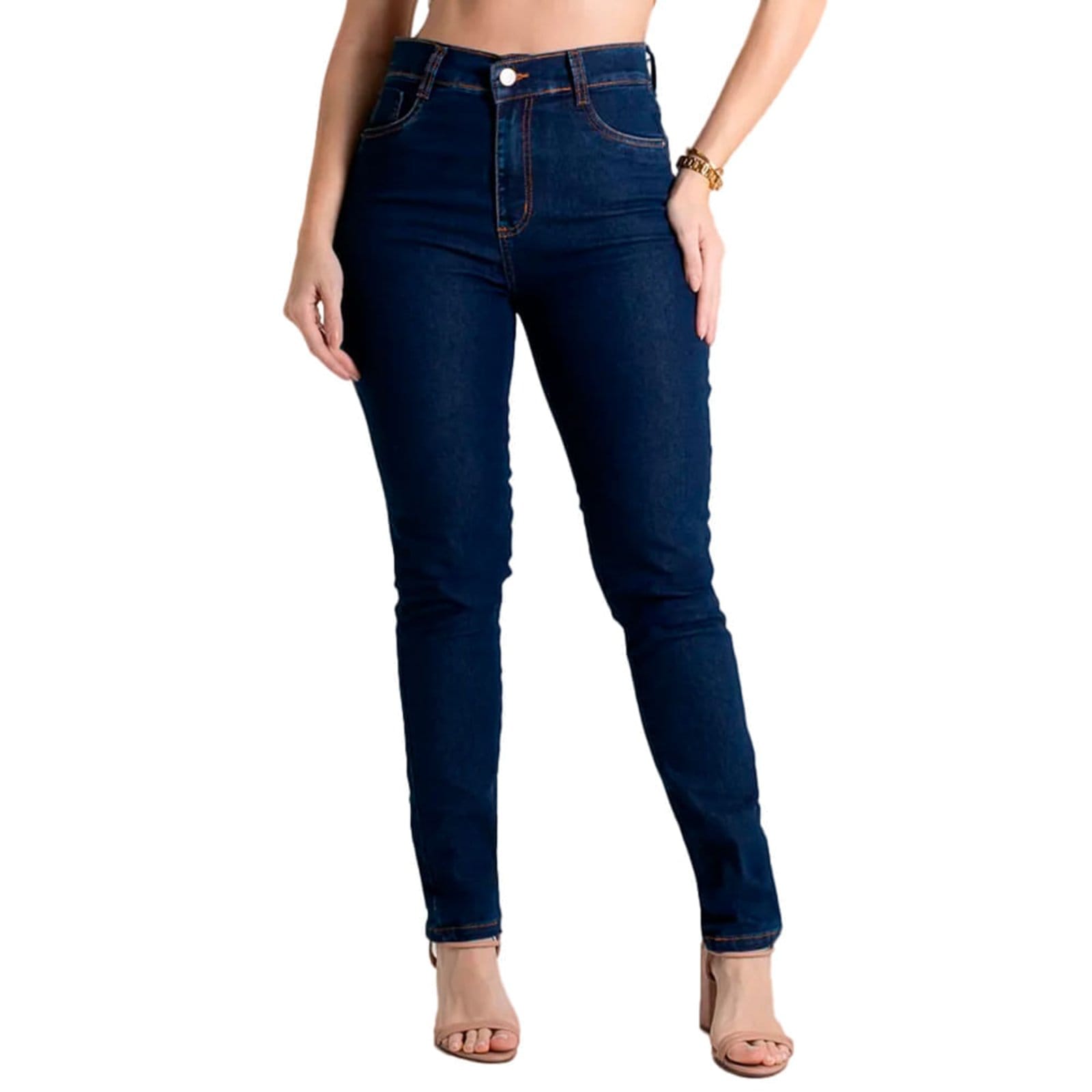 Vista principal Calça Jeans Feminina Sawary Hot Pants Escuro Sawary azul