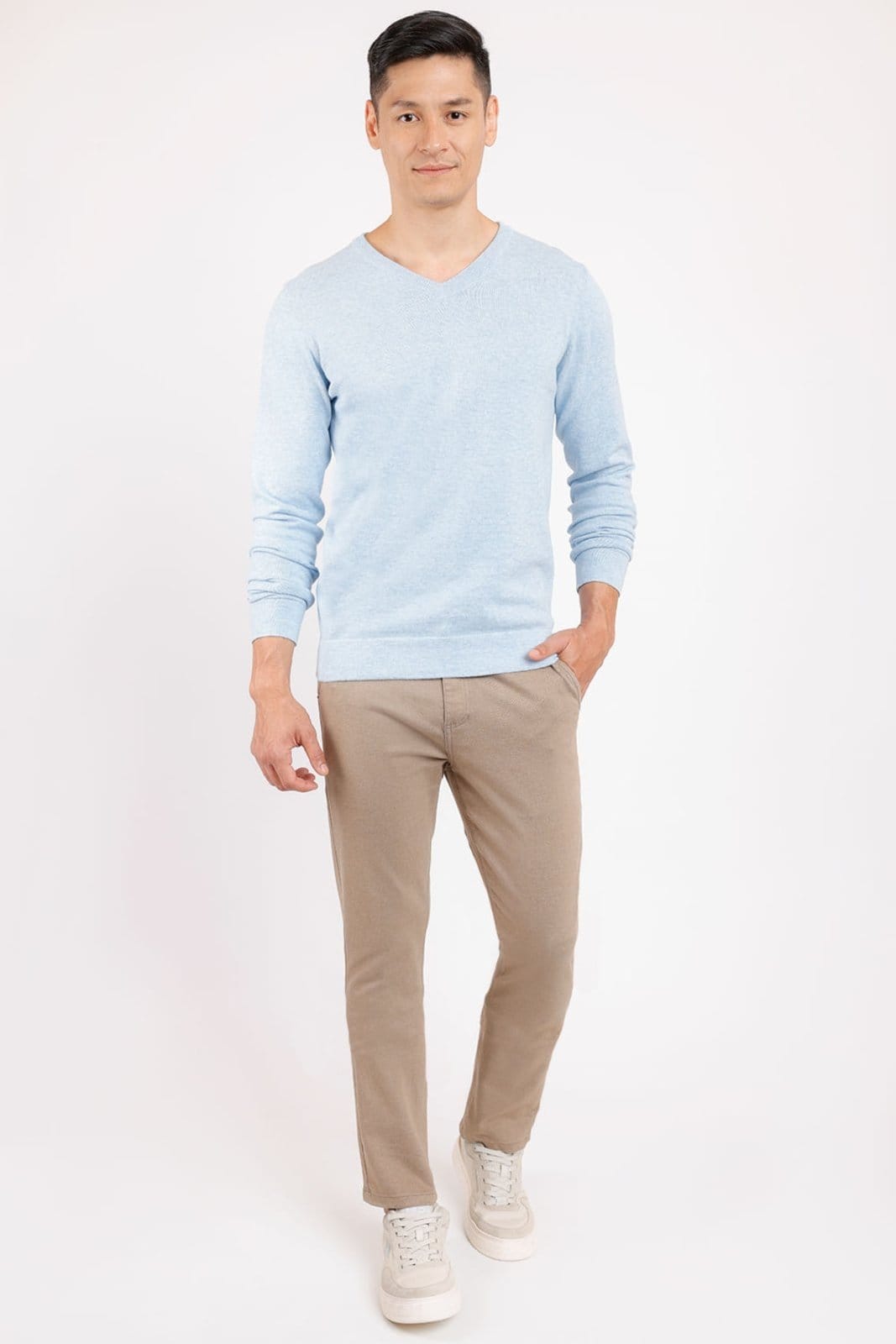 Tricot Aramis Gola v Manga Longa Azul Claro - 2