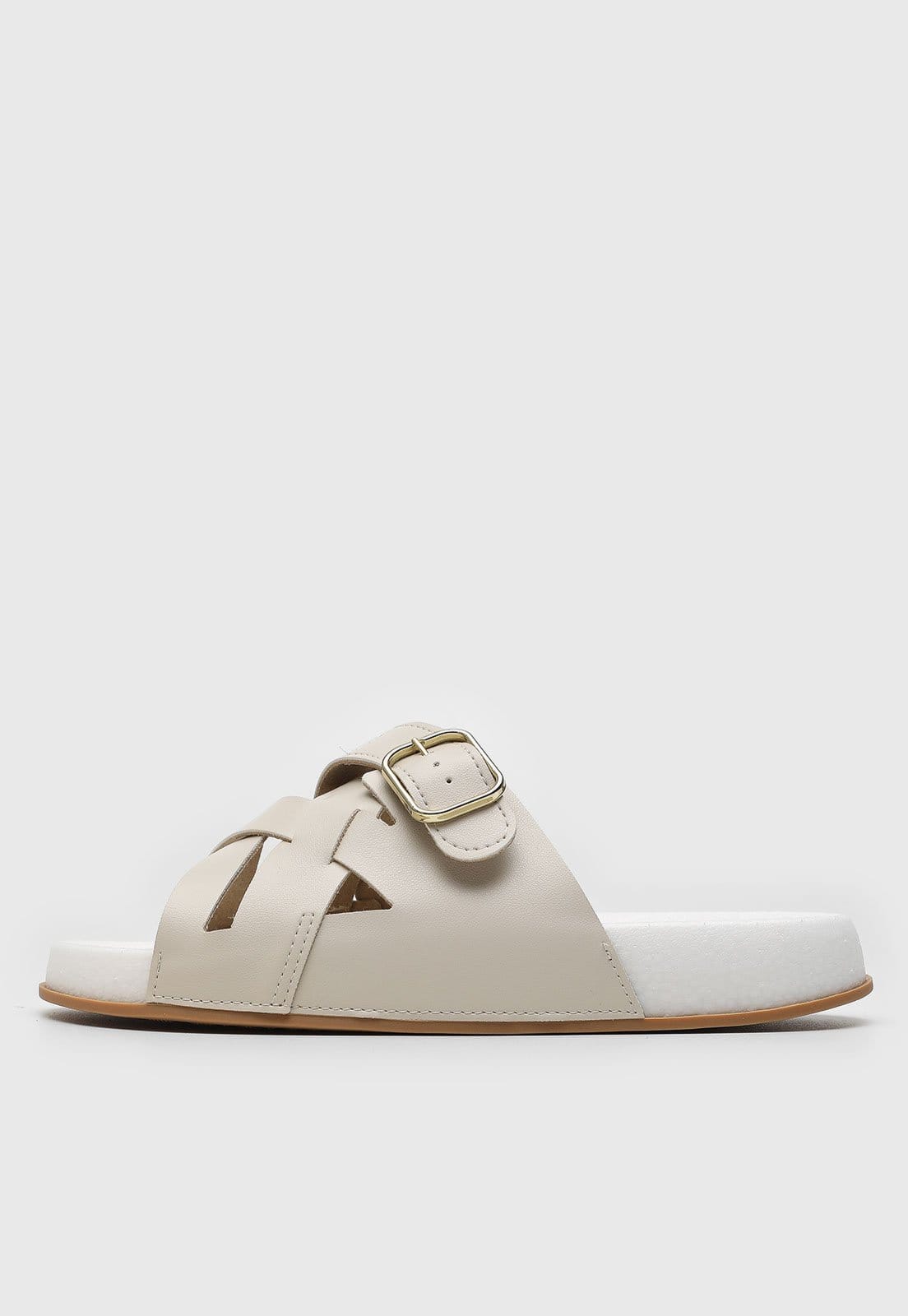 Rasteira Feminina Moleca Tiras Cruzadas Off-White