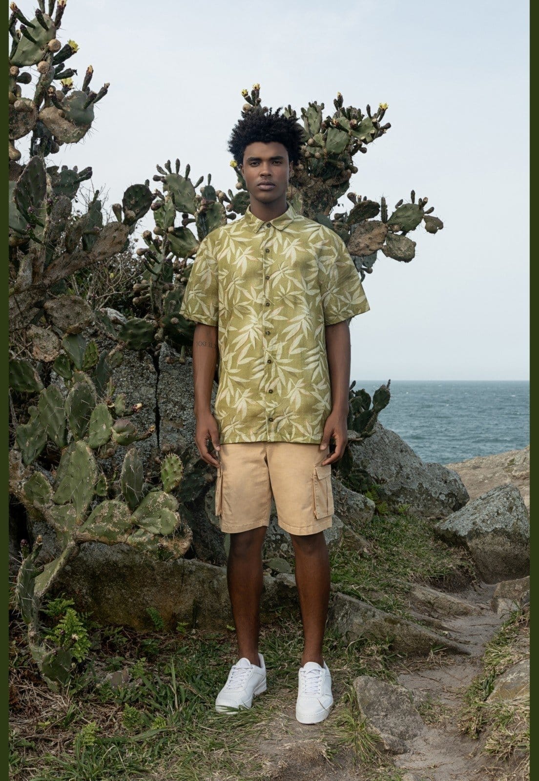 Vista 2 Camisa Masculina Estampada The Philippines The Philippines verde