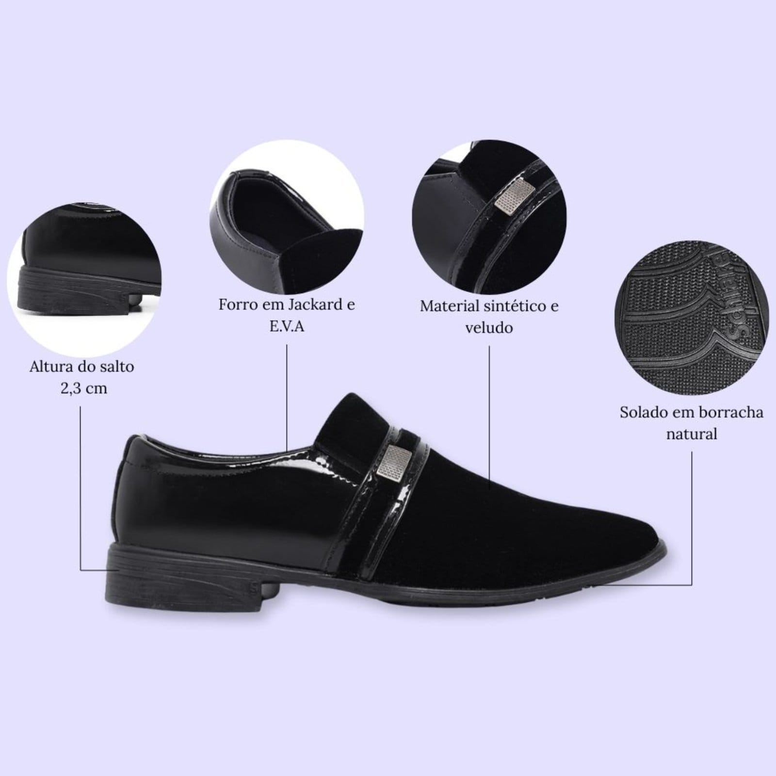 Vista 2 Kit Sapato Social Masculino Cinto e Carteira Trabalhar Sair Casamento Schiareli 108 Schiareli preto